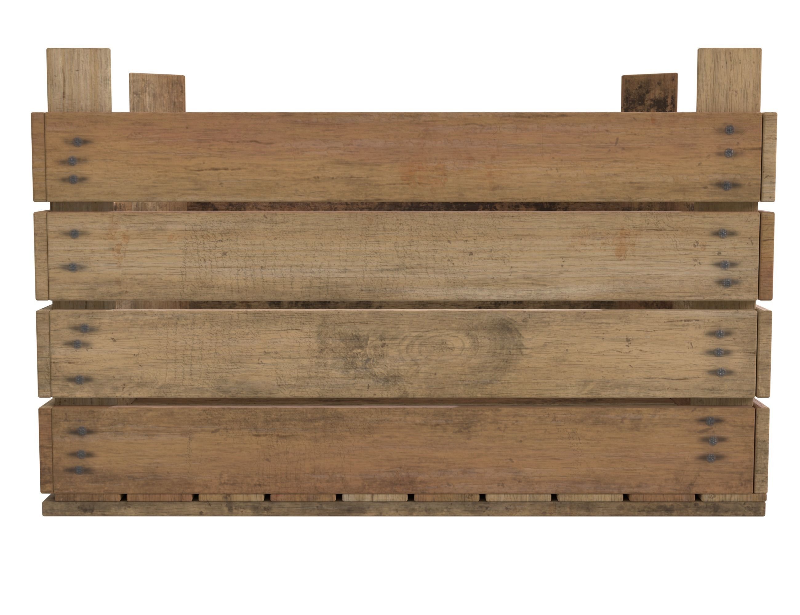 Wooden Fruit Crate 02 Low-poly 3D model_6