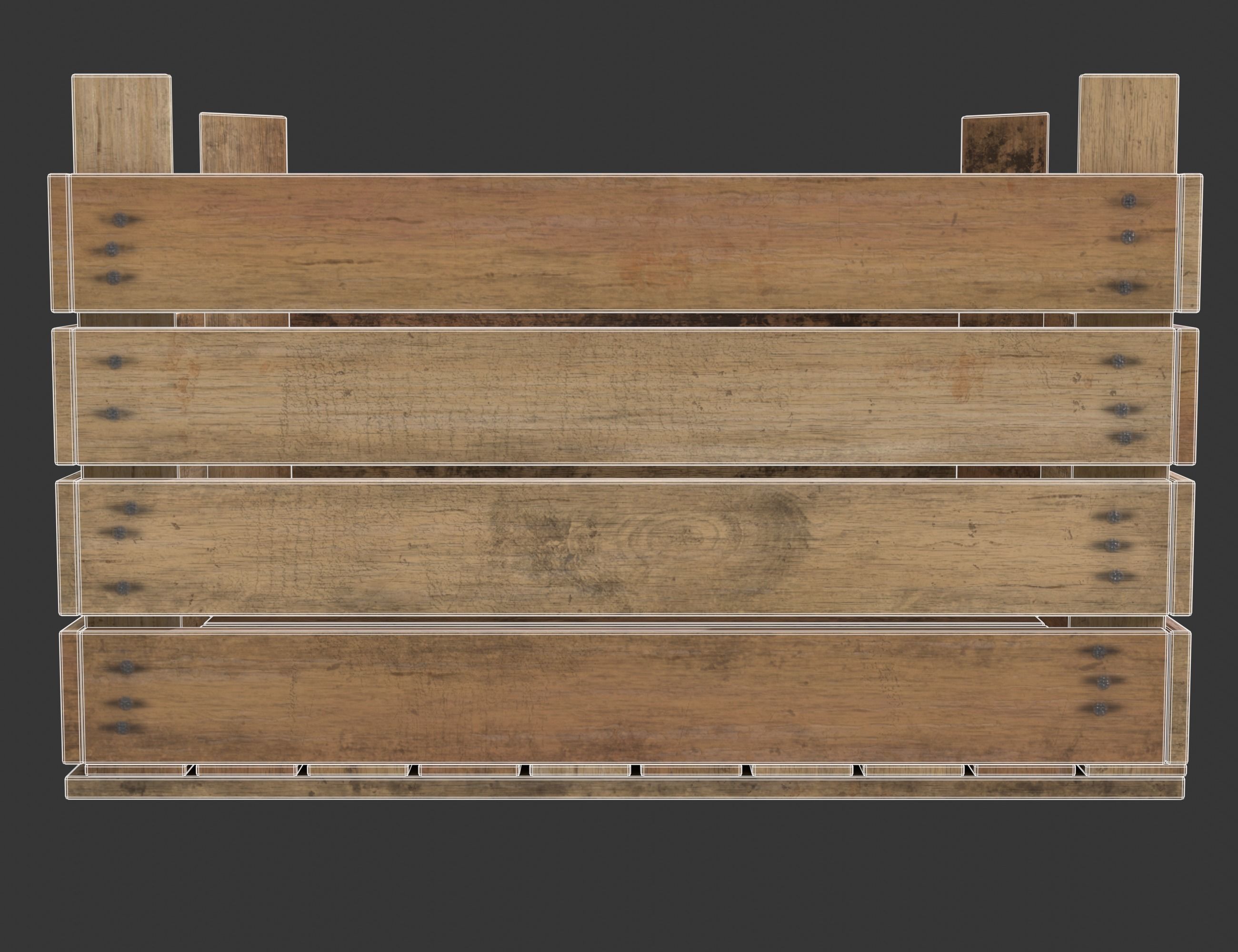 Wooden Fruit Crate 02 Low-poly 3D model_10