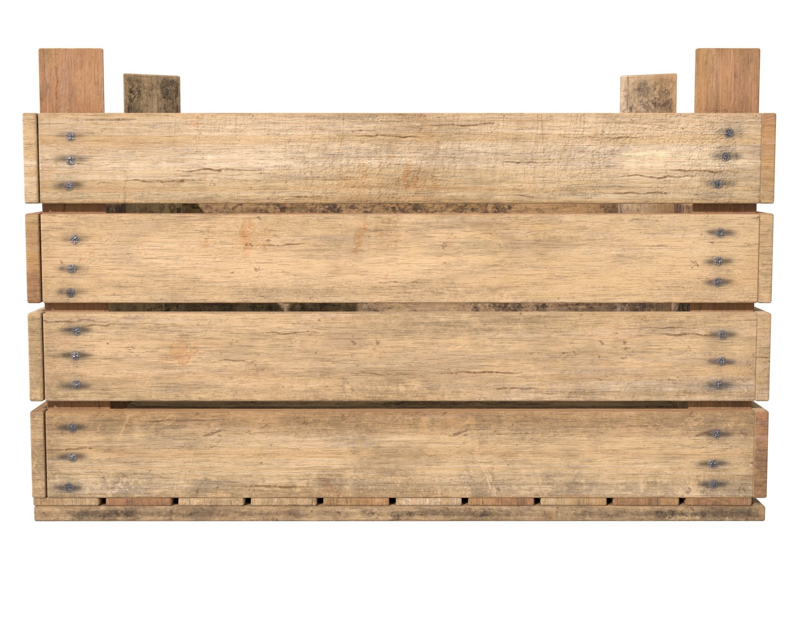 Wooden Fruit Crate 02 Low-poly 3D model_4