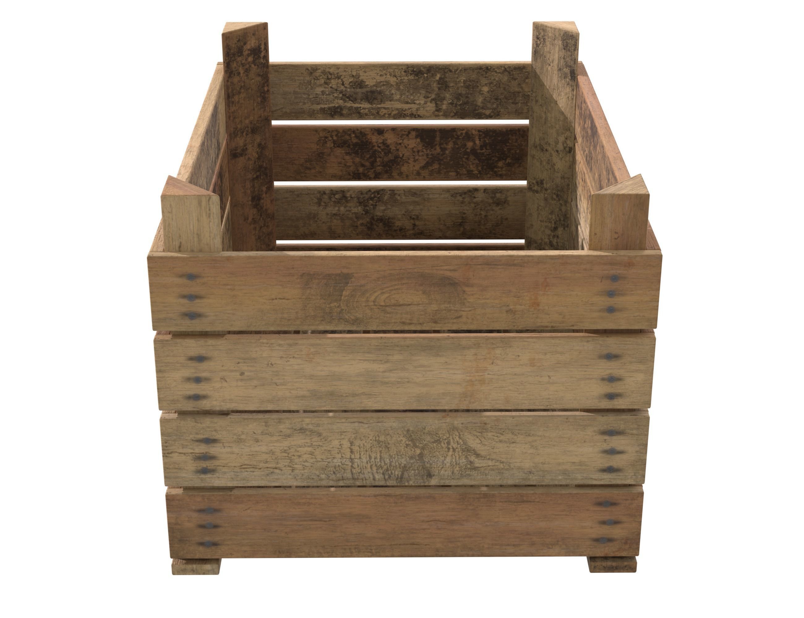 Wooden Fruit Crate 02 Low-poly 3D model_3