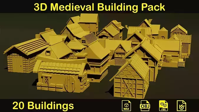 3D Medieval building Pack 3D model
