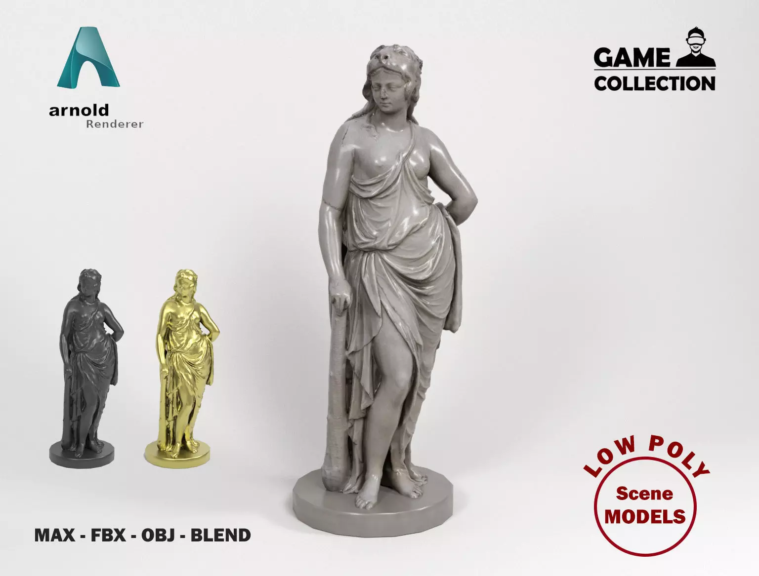 Greek statue Low-poly 3D model_0