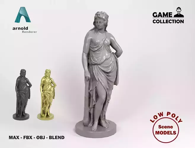 Greek statue Low-poly 3D model
