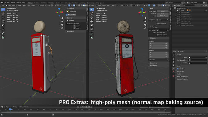 Vintage Gas Pump - PRO Version Low-poly 3D model 7