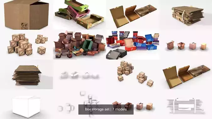 box storage set 3D Model Collection