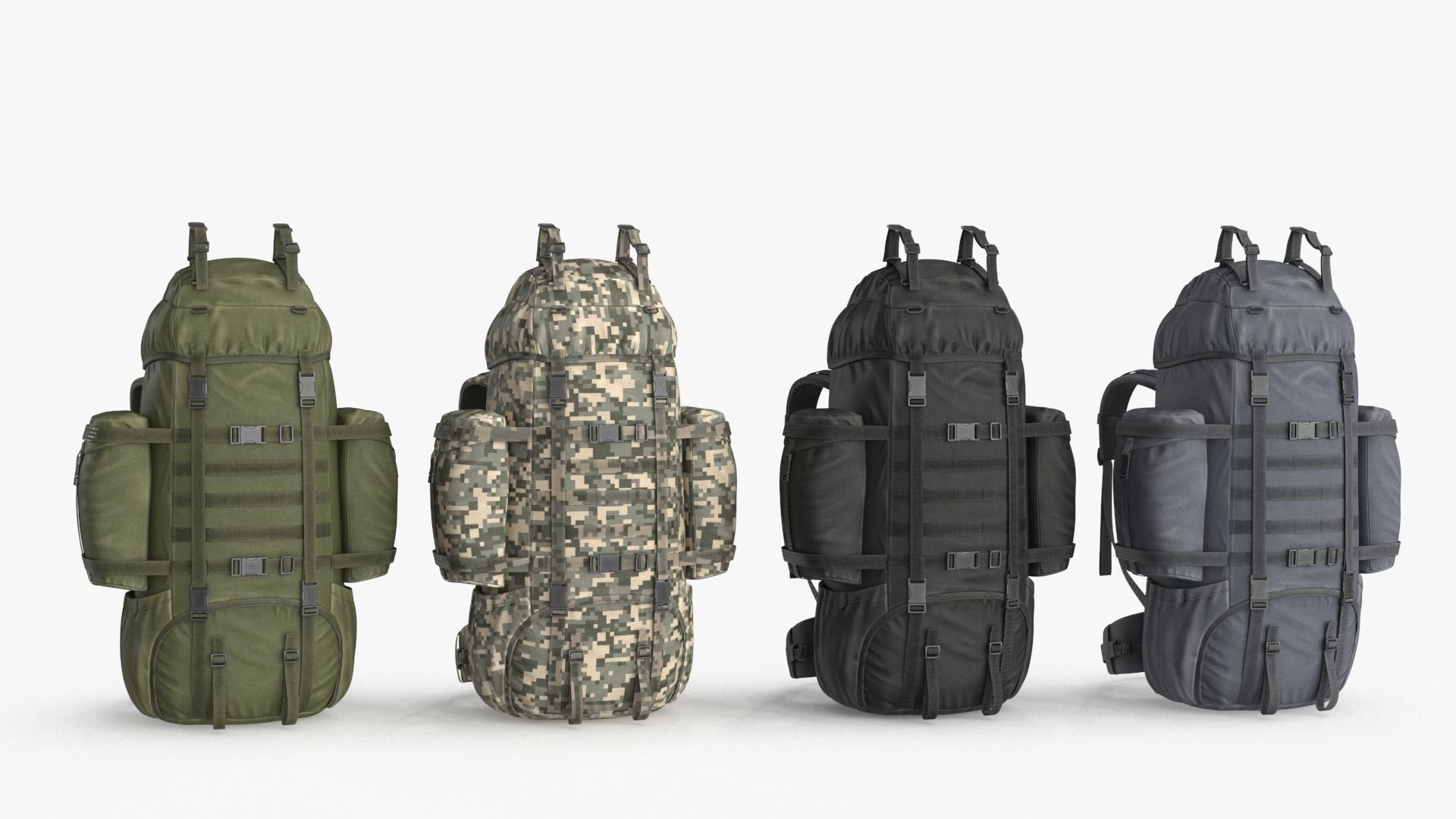 Tactical Military Backpack Low-poly 3D model_7