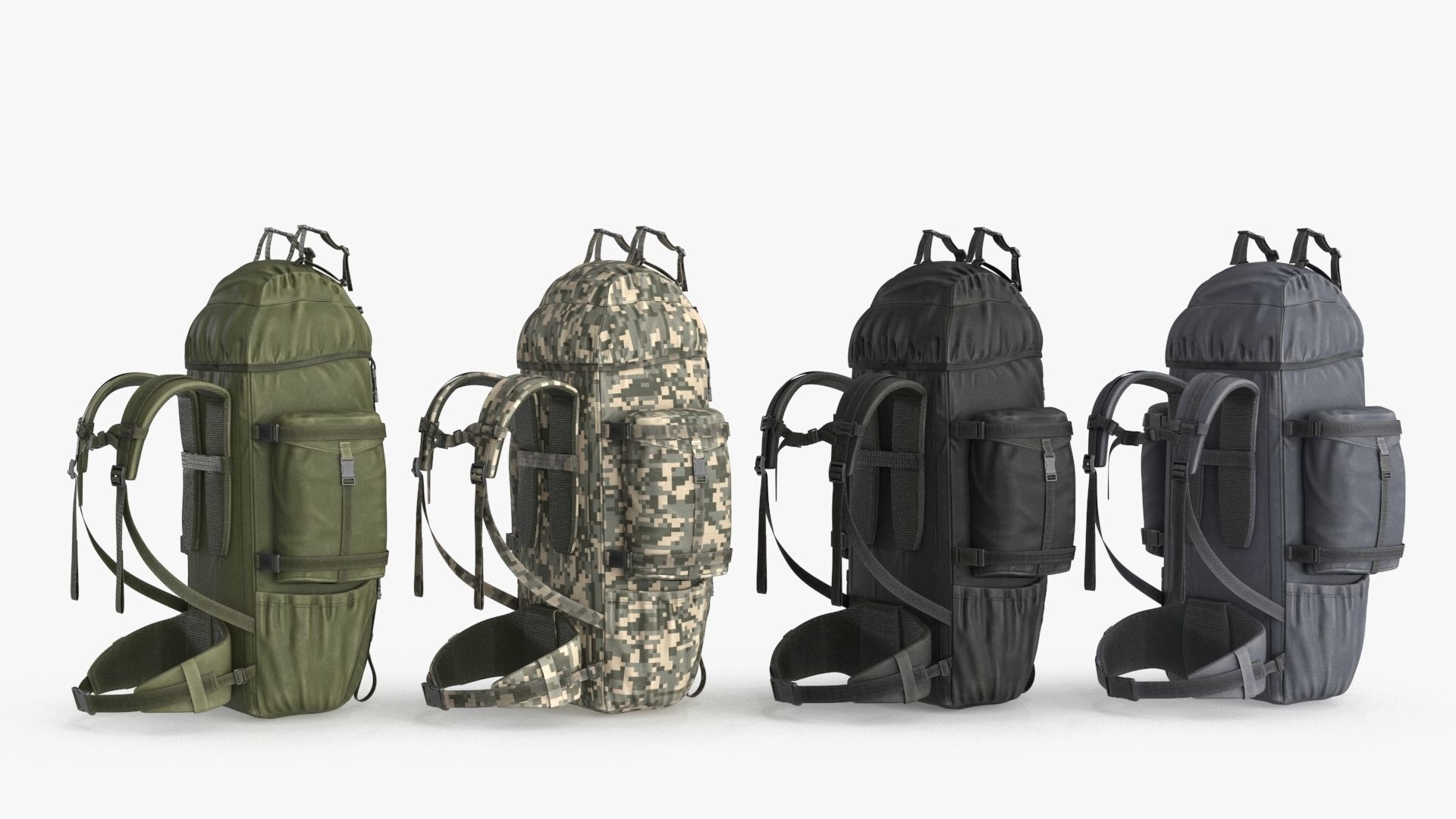 Tactical Military Backpack Low-poly 3D model_10