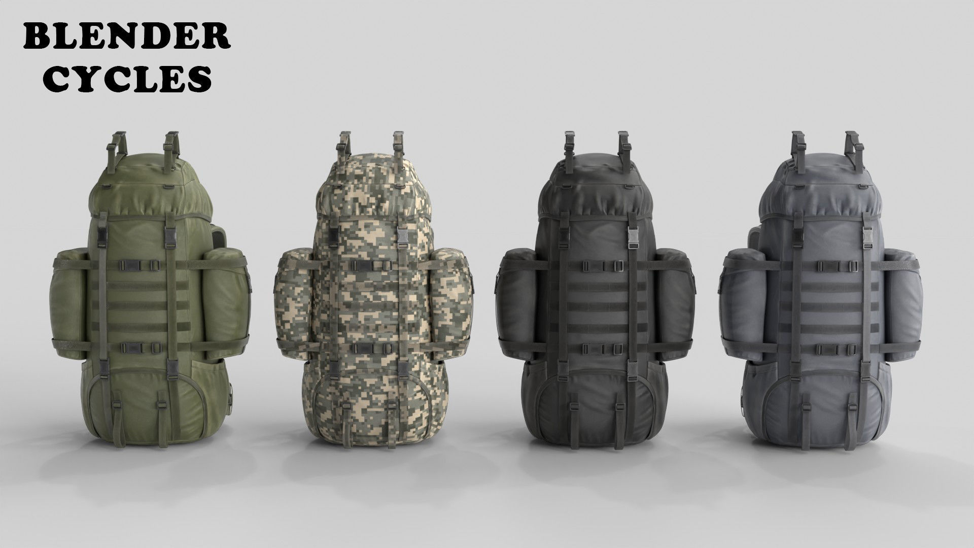Tactical Military Backpack Low-poly 3D model_30