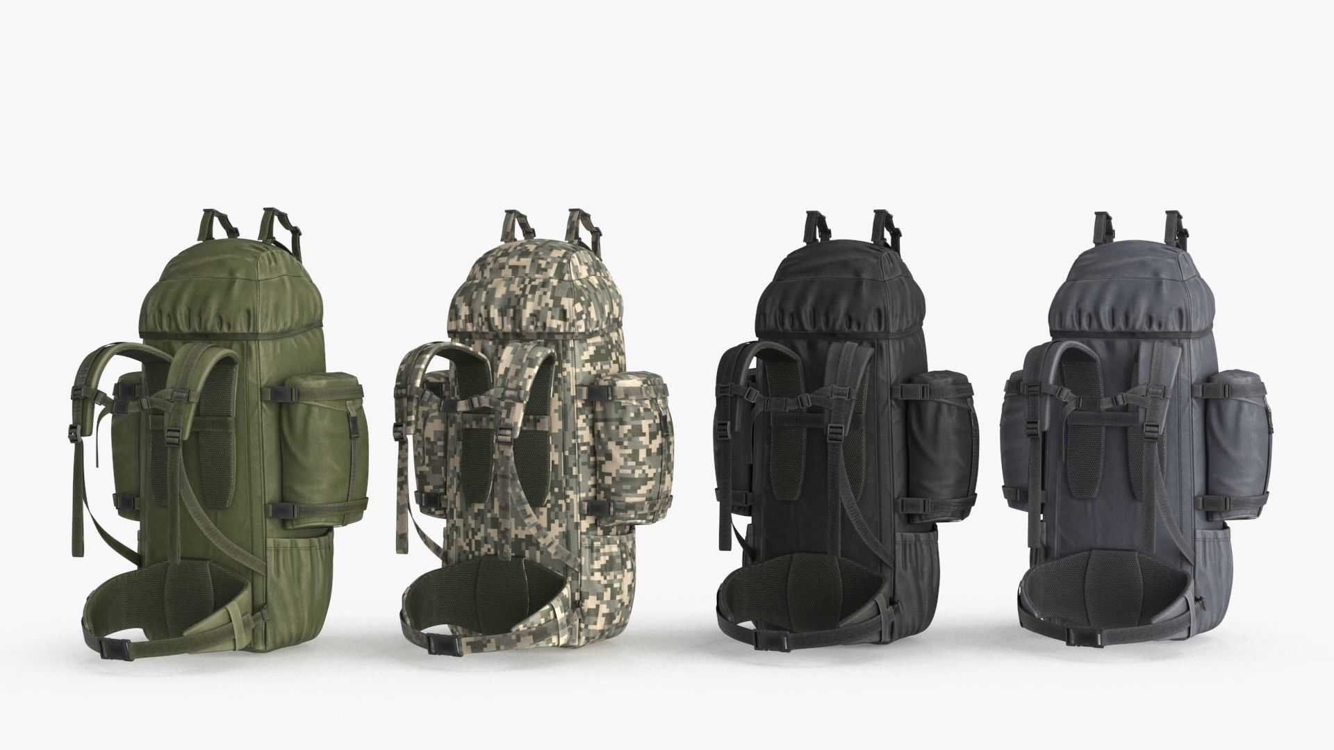 Tactical Military Backpack Low-poly 3D model_11