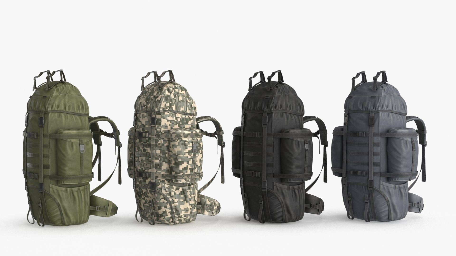 Tactical Military Backpack Low-poly 3D model_16