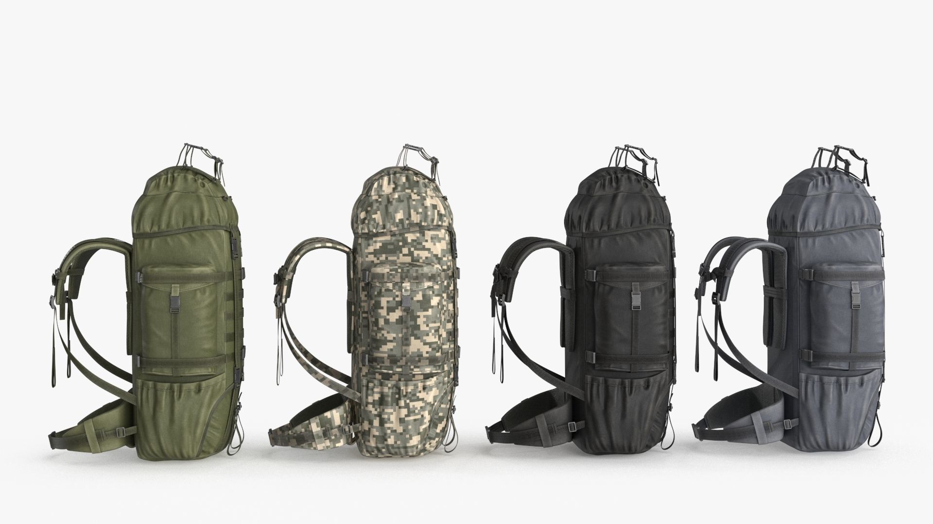 Tactical Military Backpack Low-poly 3D model_9