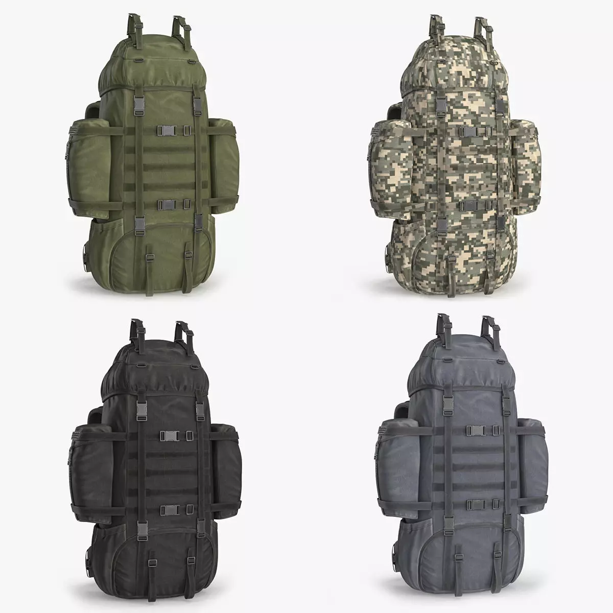 Tactical Military Backpack Low-poly 3D model_0