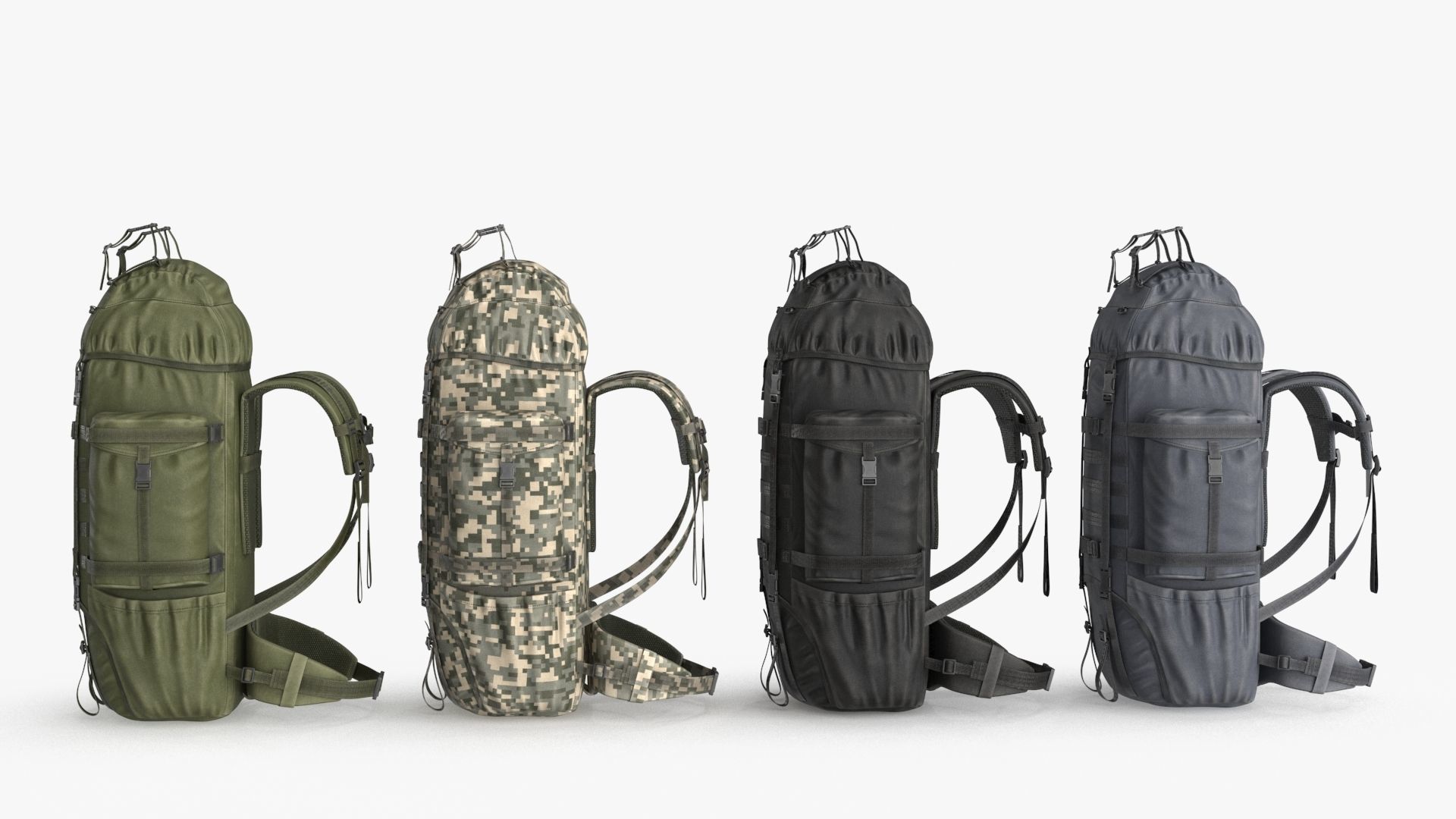 Tactical Military Backpack Low-poly 3D model_15