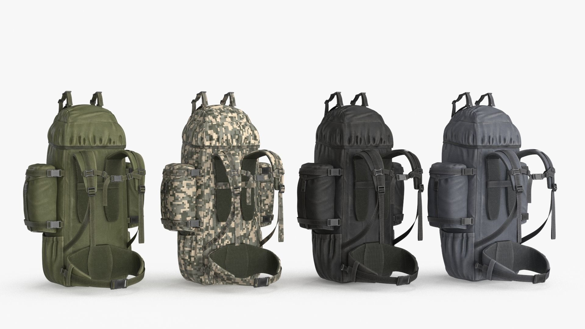 Tactical Military Backpack Low-poly 3D model_13
