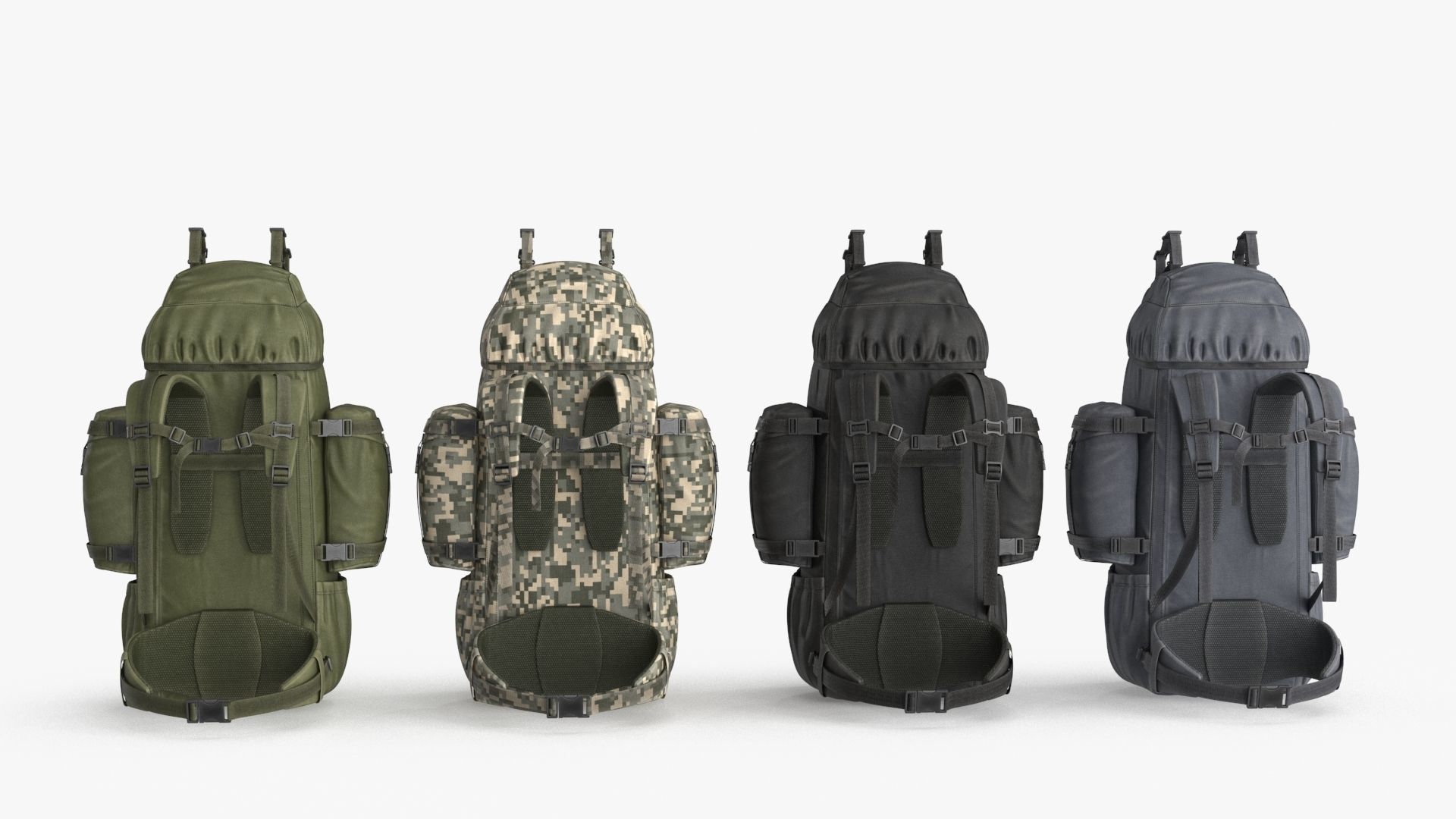 Tactical Military Backpack Low-poly 3D model_12