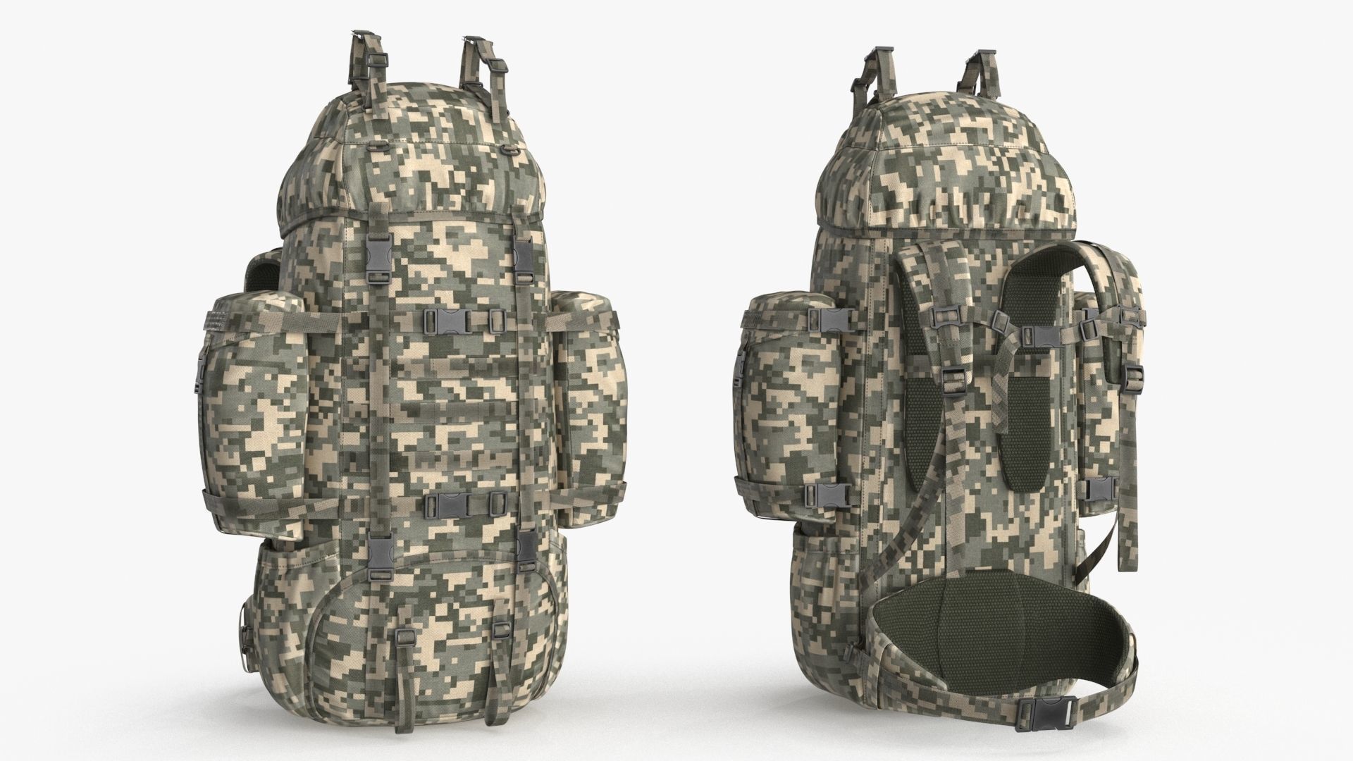 Tactical Military Backpack Low-poly 3D model_3
