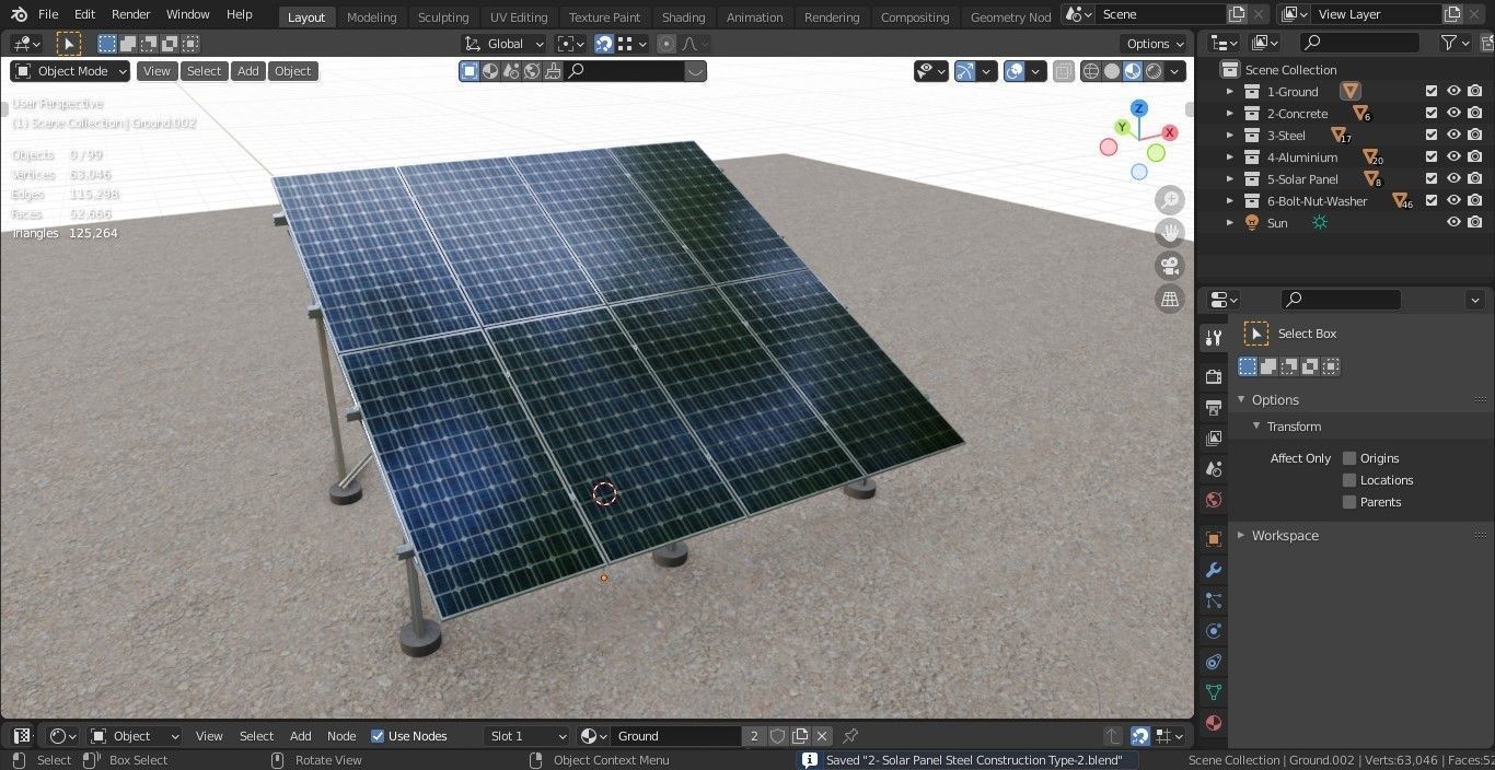 Solar Panel Steel Construction Type 2 3D model_22