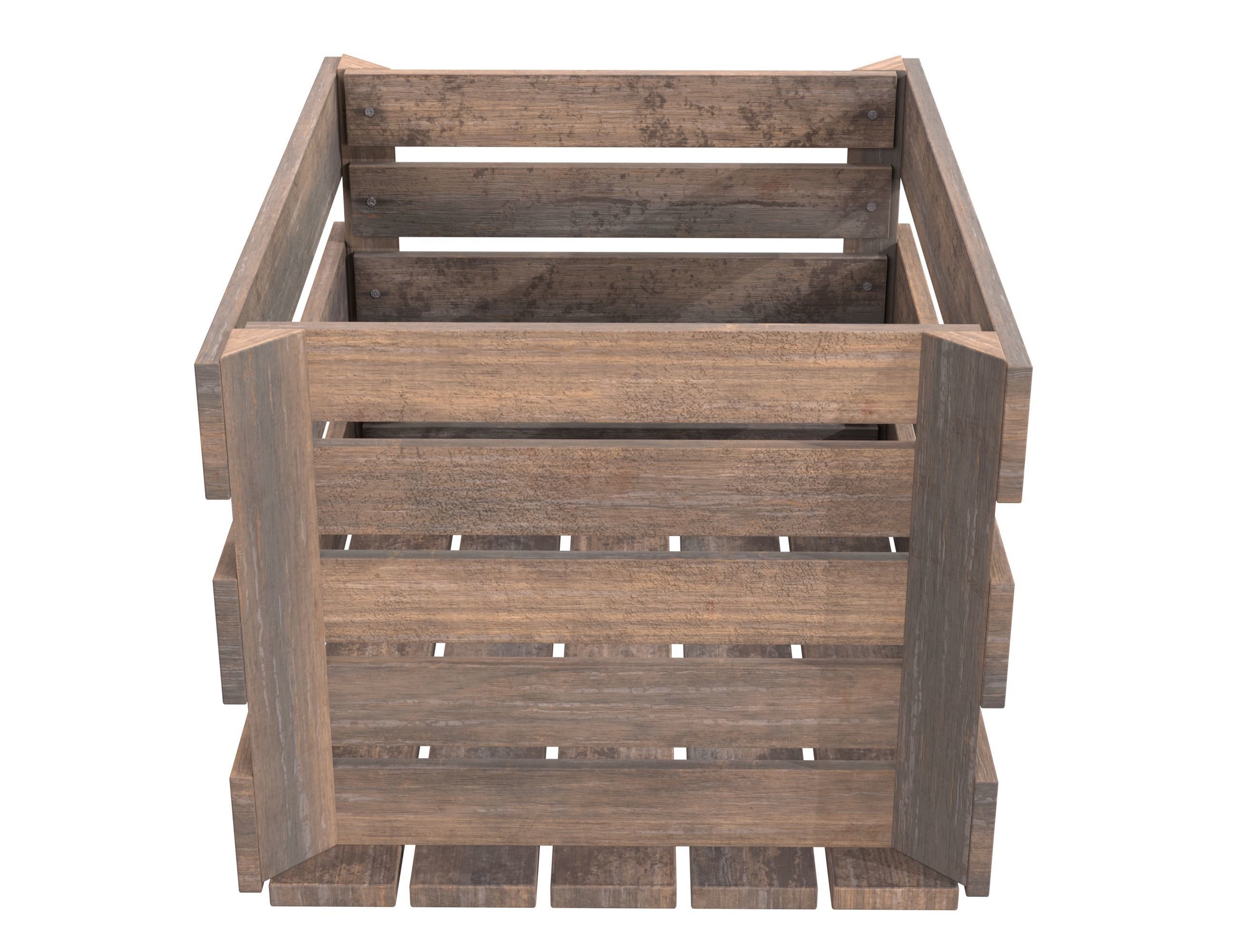 Wooden Fruit Crate 03 Low-poly 3D model_5