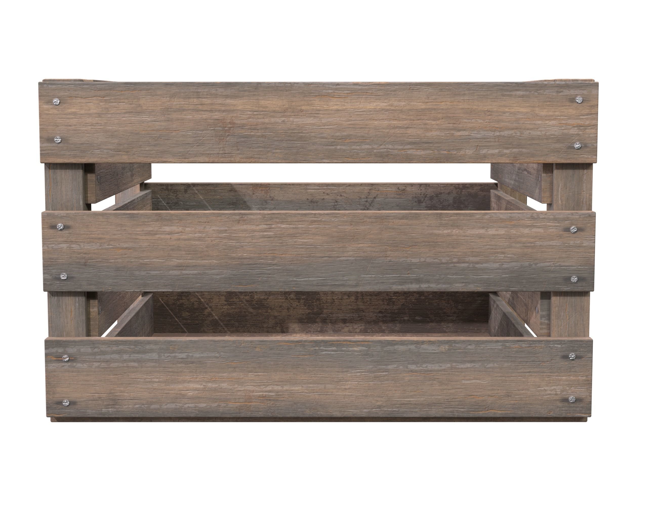 Wooden Fruit Crate 03 Low-poly 3D model_3