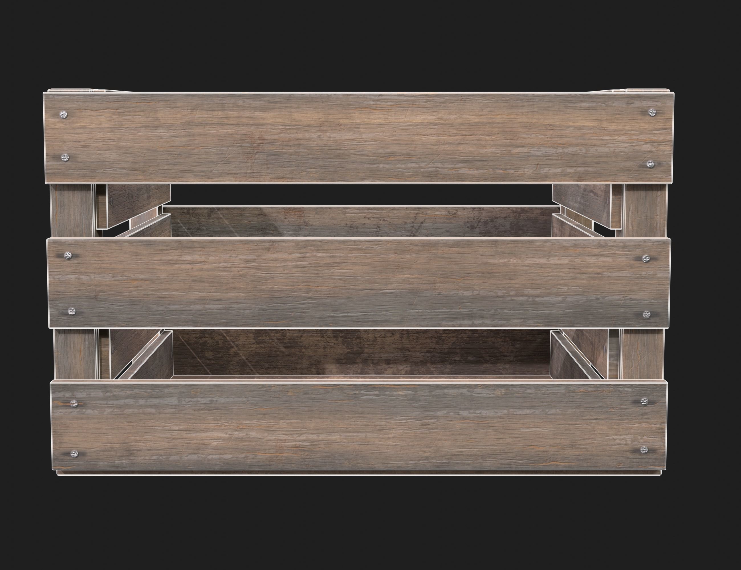 Wooden Fruit Crate 03 Low-poly 3D model_11