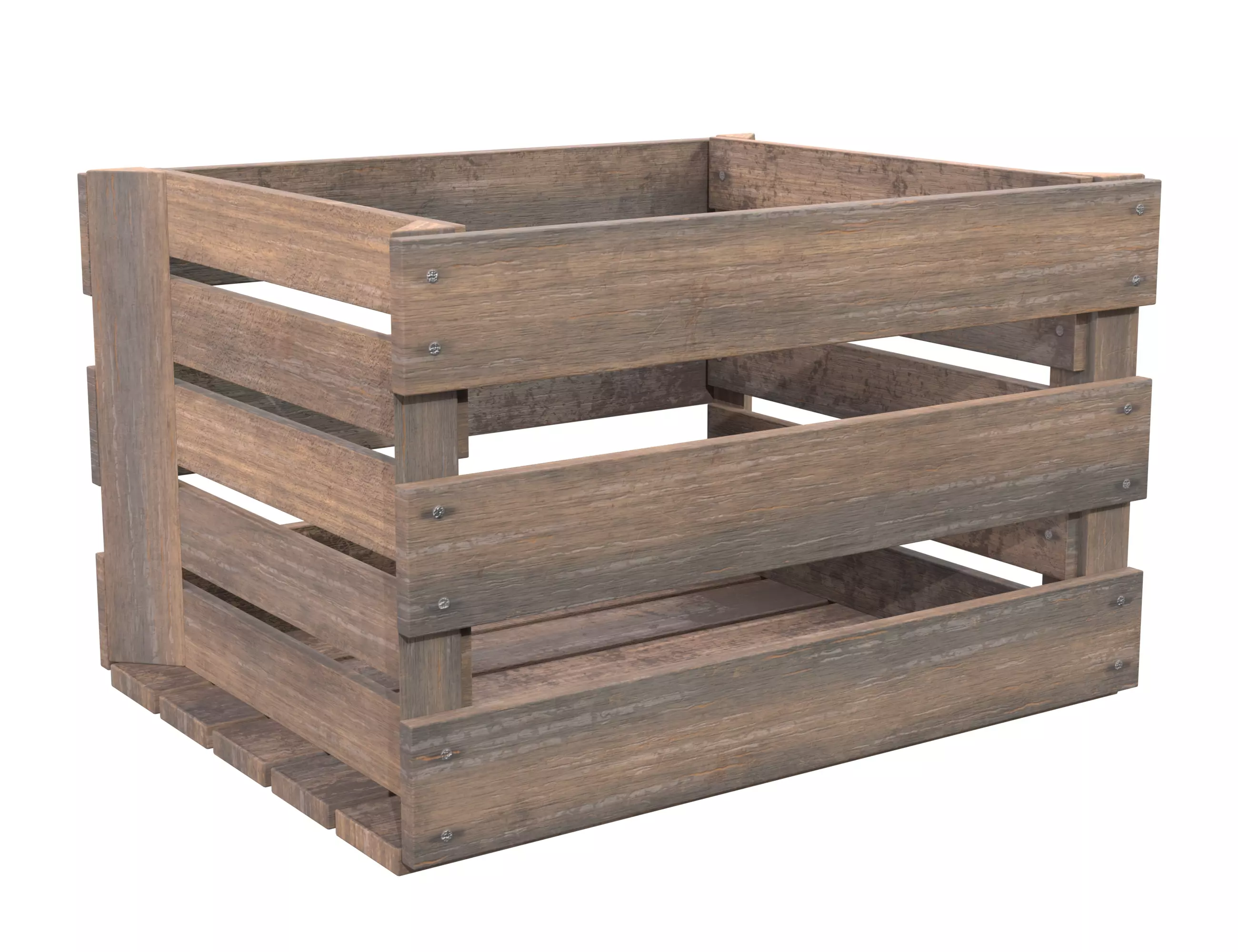 Wooden Fruit Crate 03 Low-poly 3D model_0