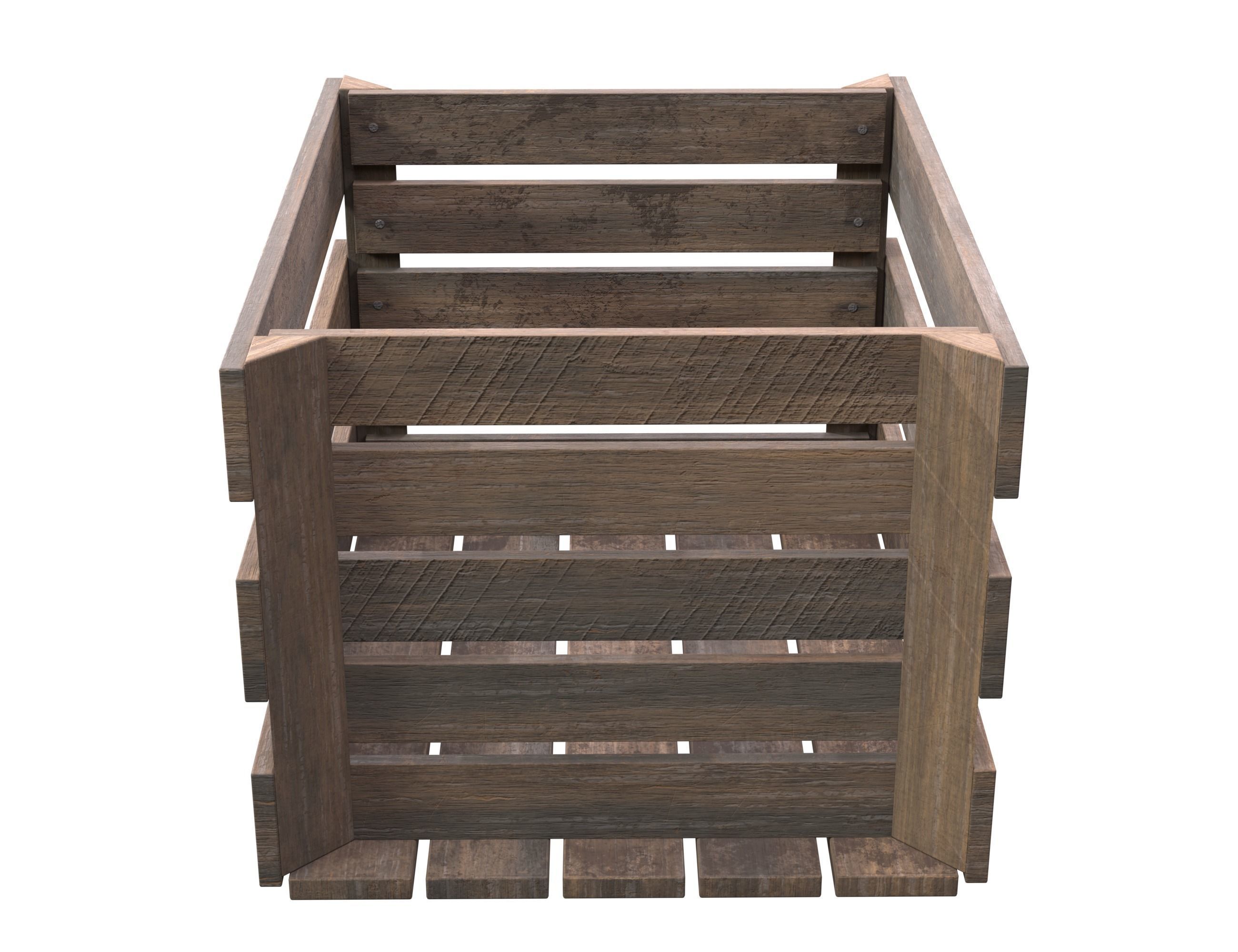 Wooden Fruit Crate 03 Low-poly 3D model_2