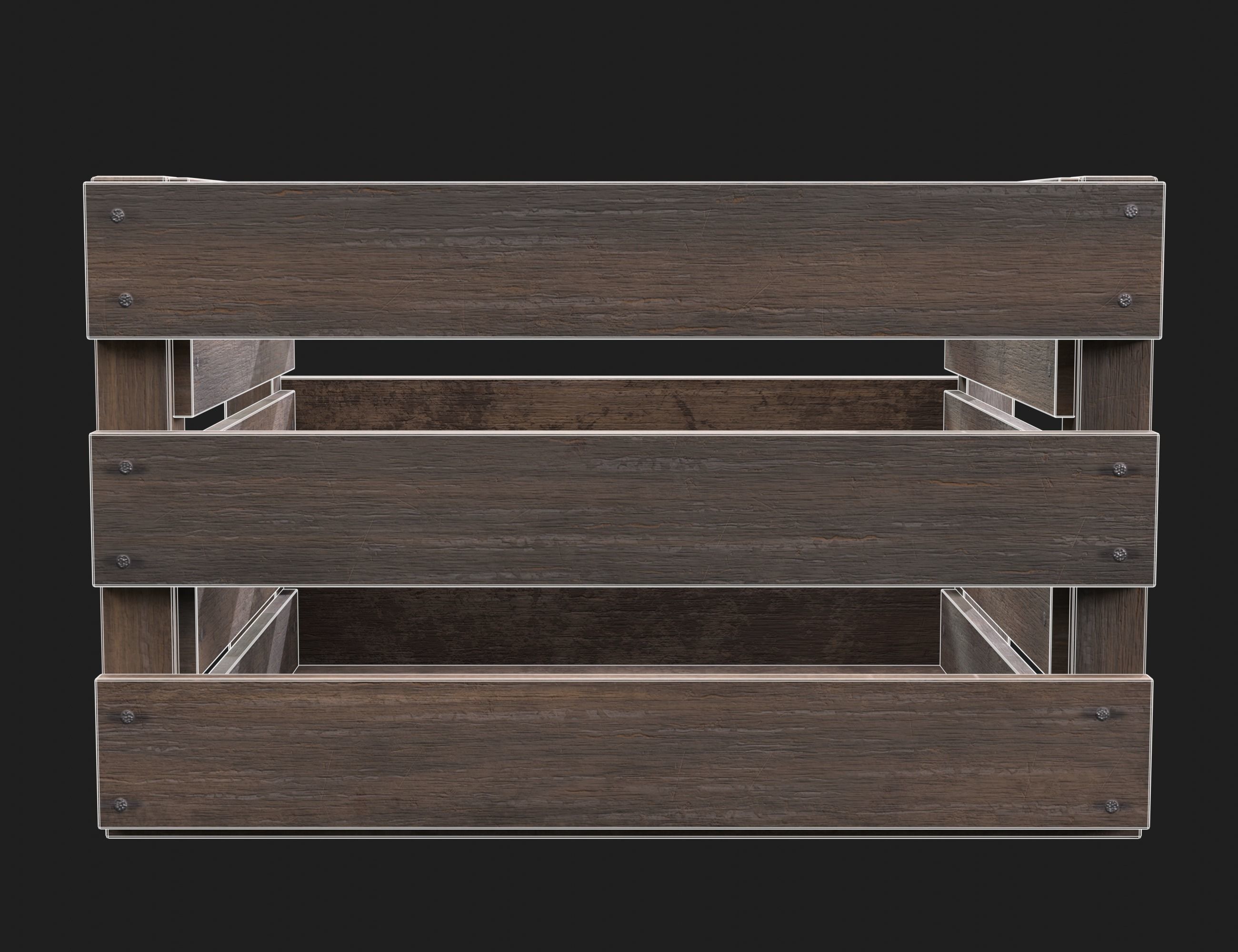 Wooden Fruit Crate 03 Low-poly 3D model_12