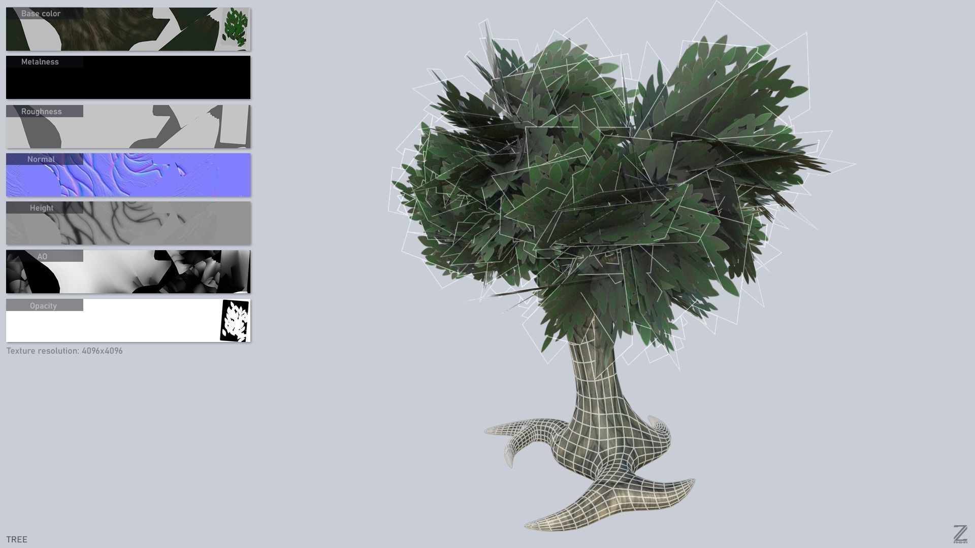 Forest tree Low-poly 3D model_1
