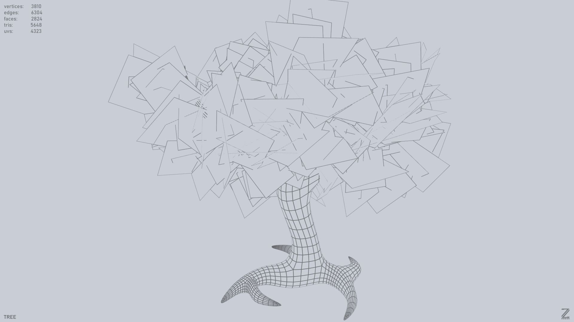 Forest tree Low-poly 3D model_2