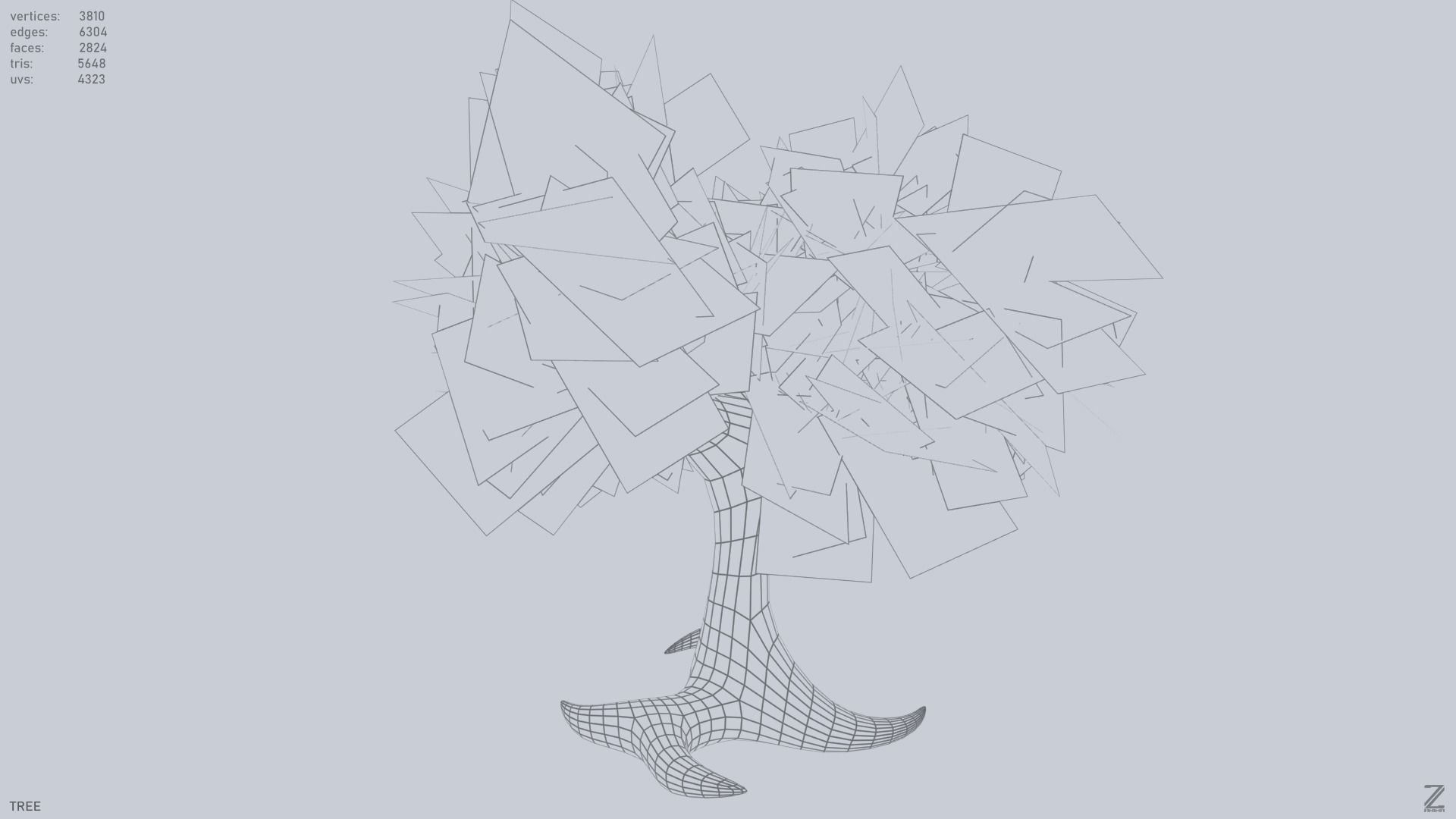 Forest tree Low-poly 3D model_12