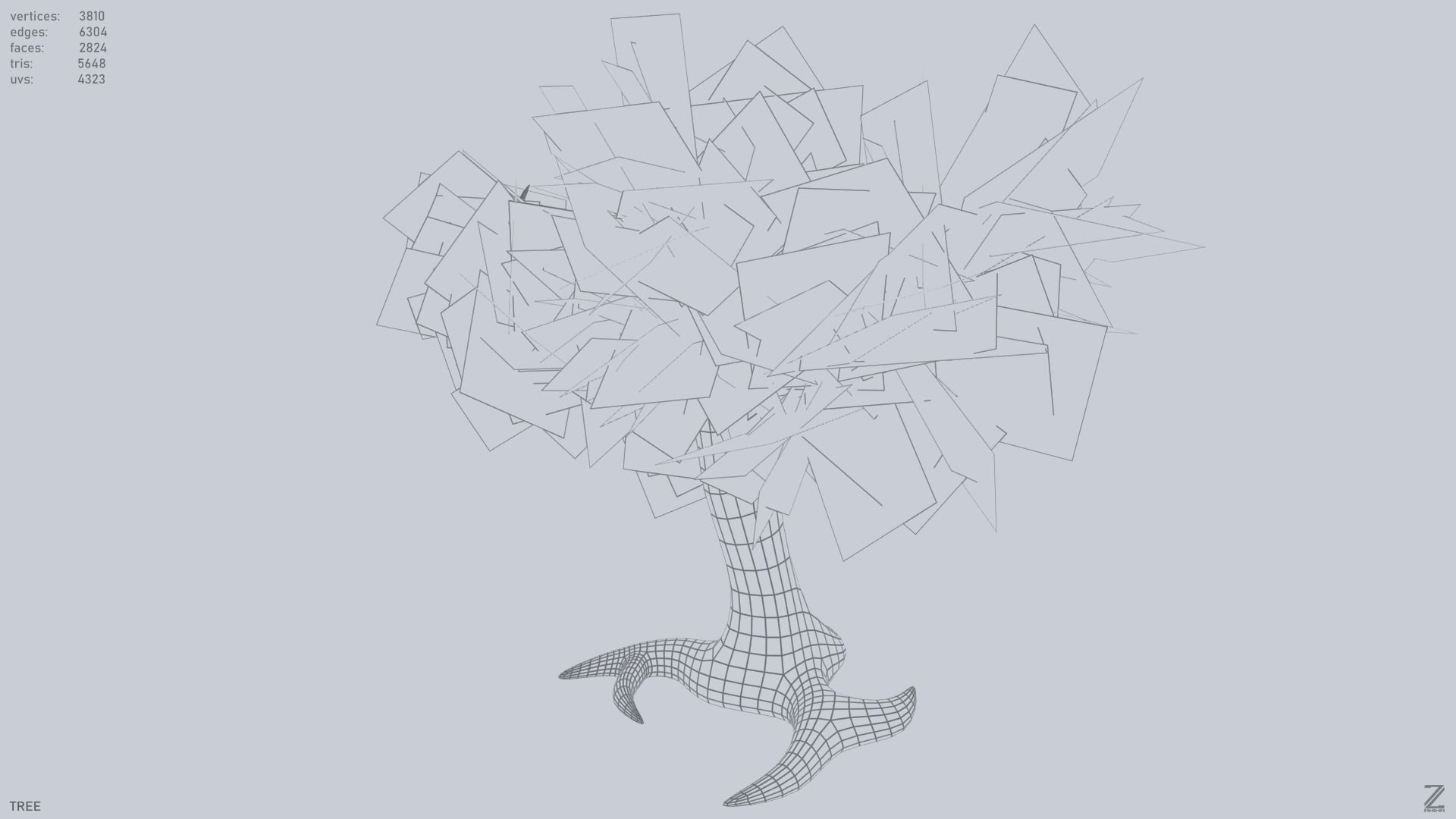 Forest tree Low-poly 3D model_9