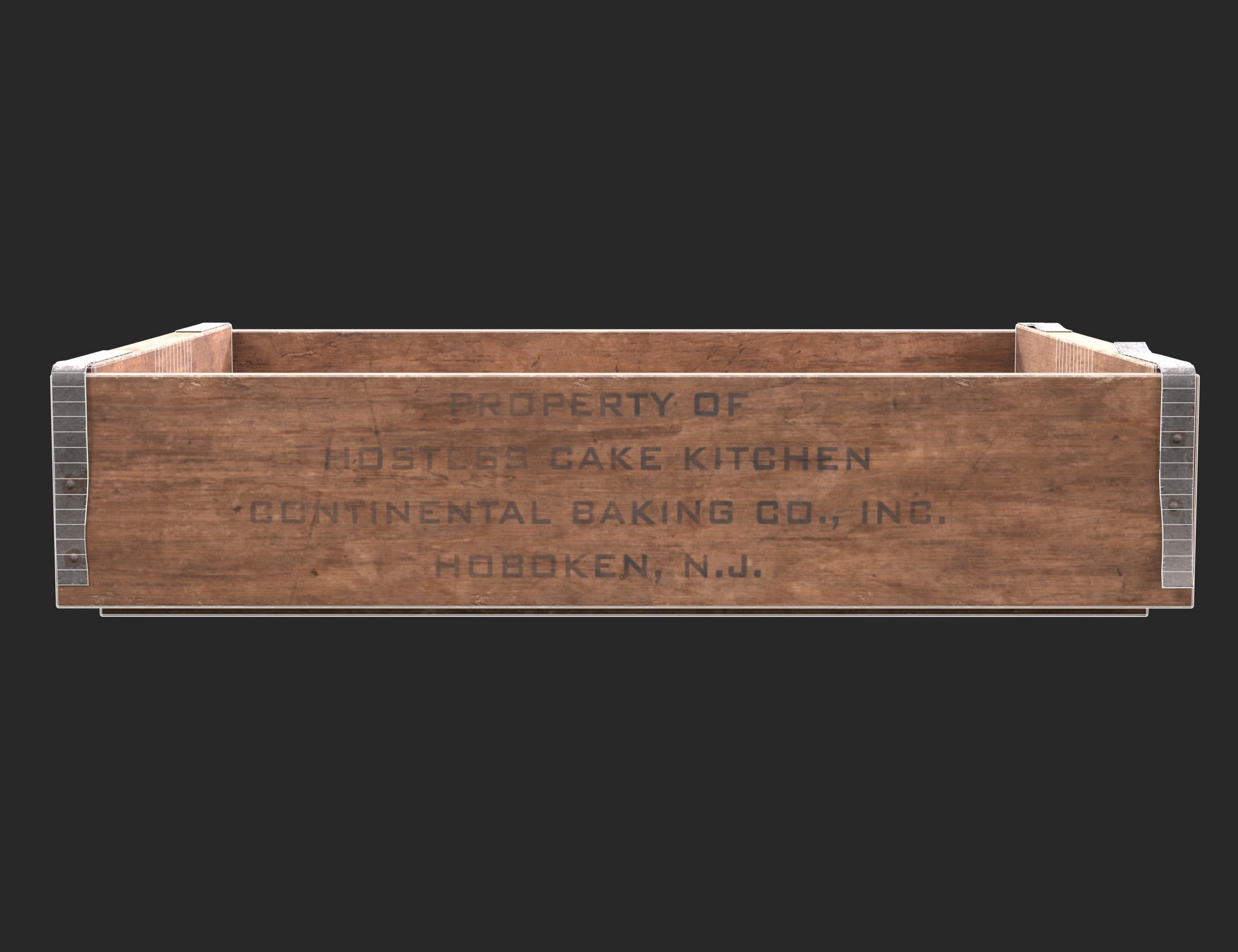 Wooden bakery box Low-poly 3D model_10
