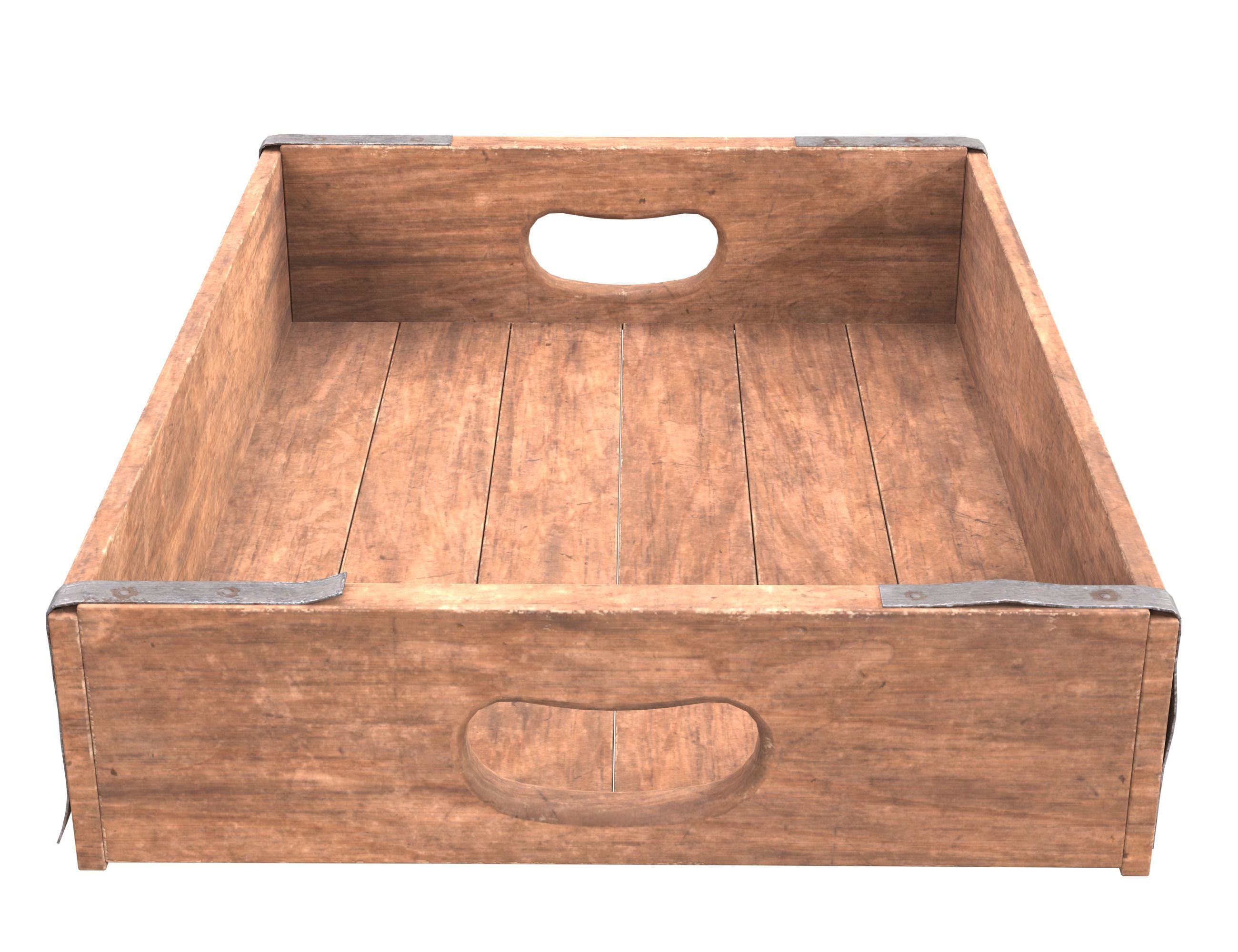 Wooden bakery box Low-poly 3D model_5