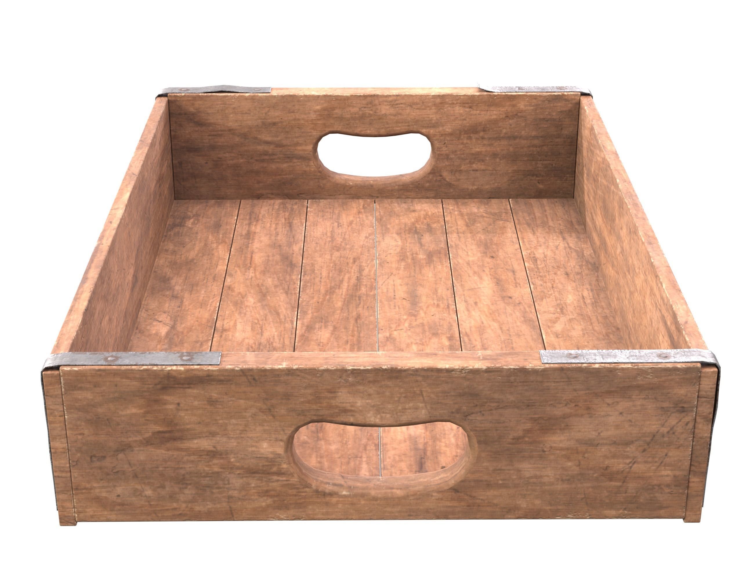 Wooden bakery box Low-poly 3D model_1