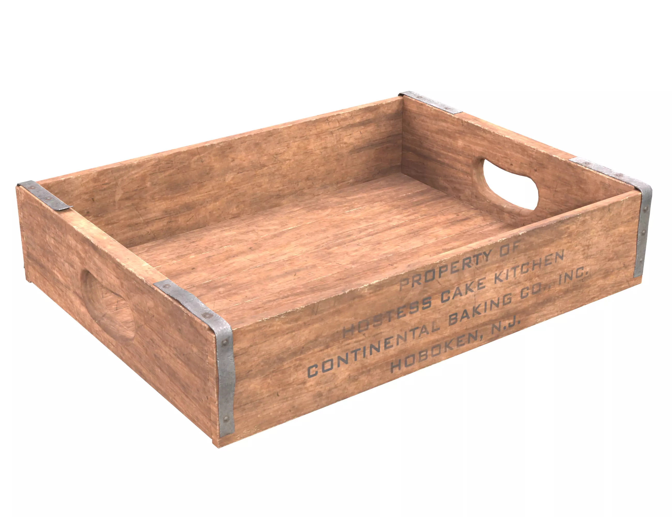 Wooden bakery box Low-poly 3D model_0