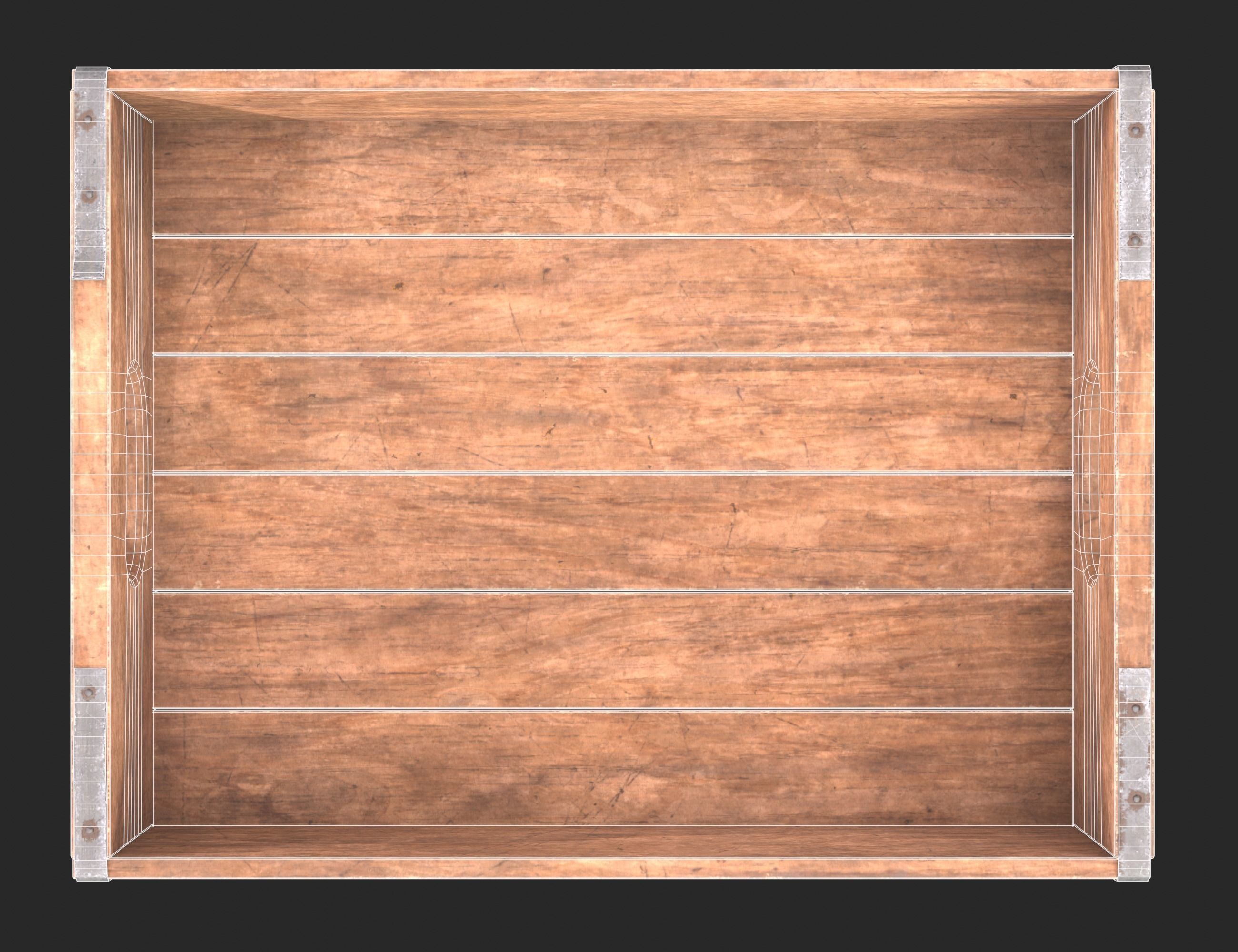 Wooden bakery box Low-poly 3D model_11