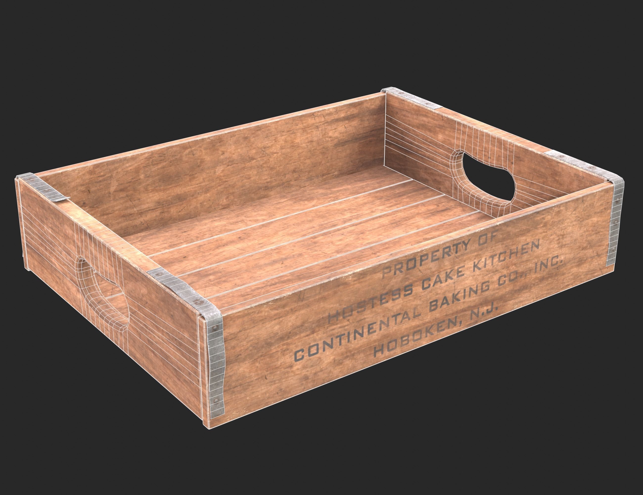Wooden bakery box Low-poly 3D model_12