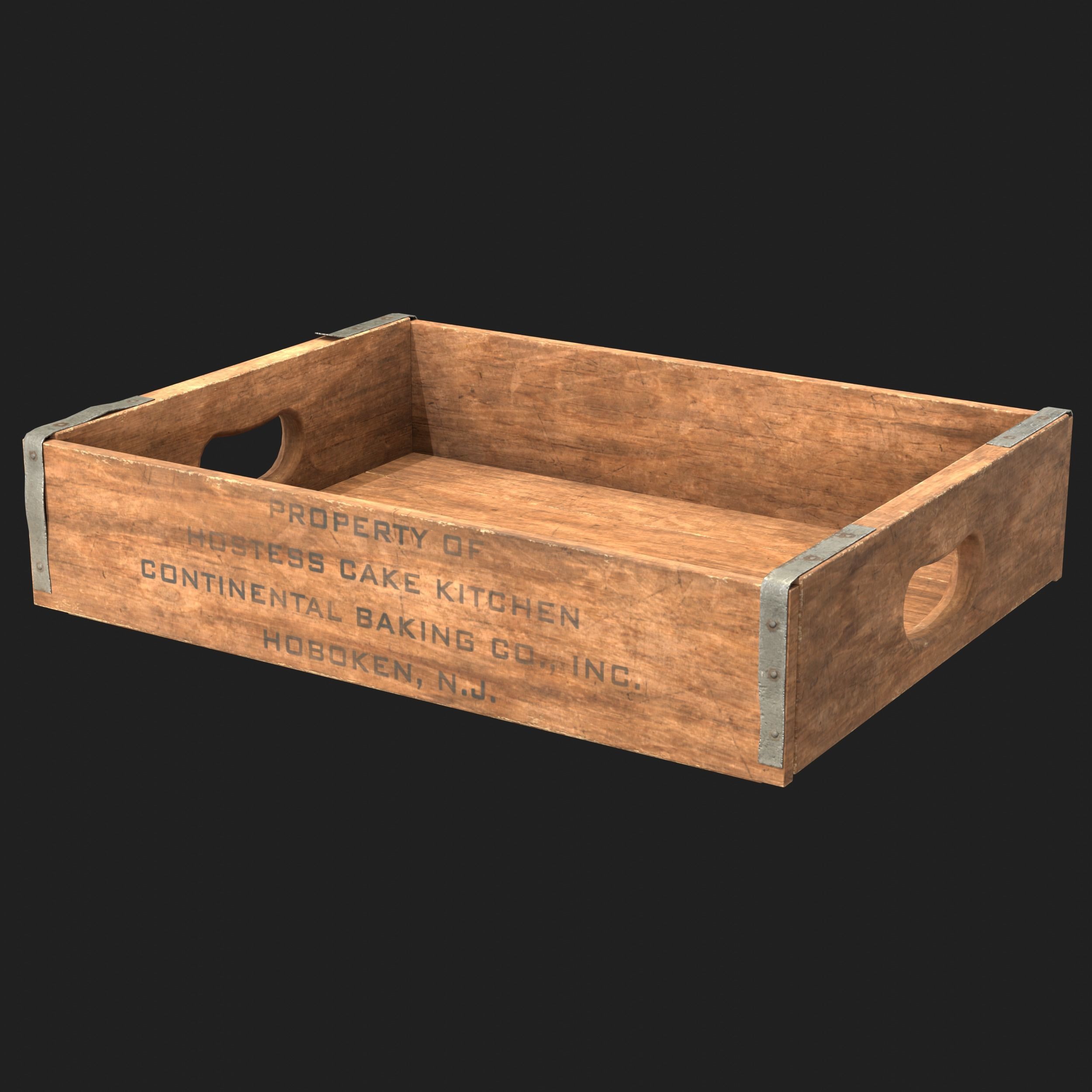 Wooden bakery box Low-poly 3D model_6