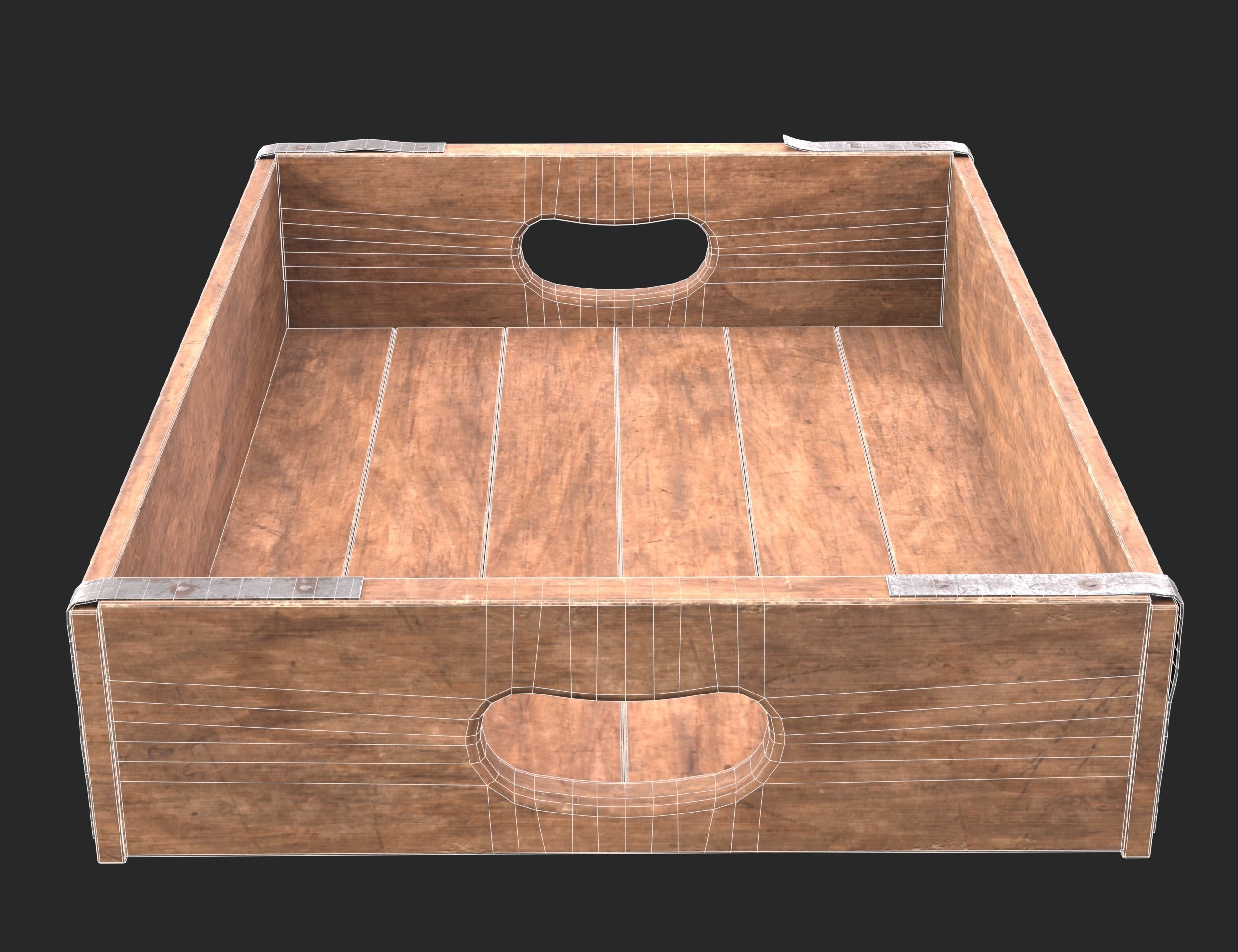 Wooden bakery box Low-poly 3D model_8