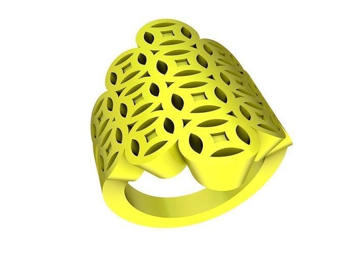 fengshui lucky chinese ancient coins women ring 4998 3D print model