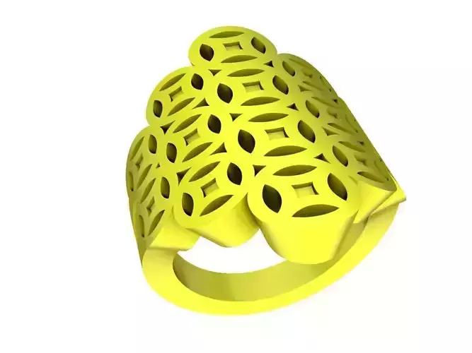 fengshui lucky chinese ancient coins women ring 4998