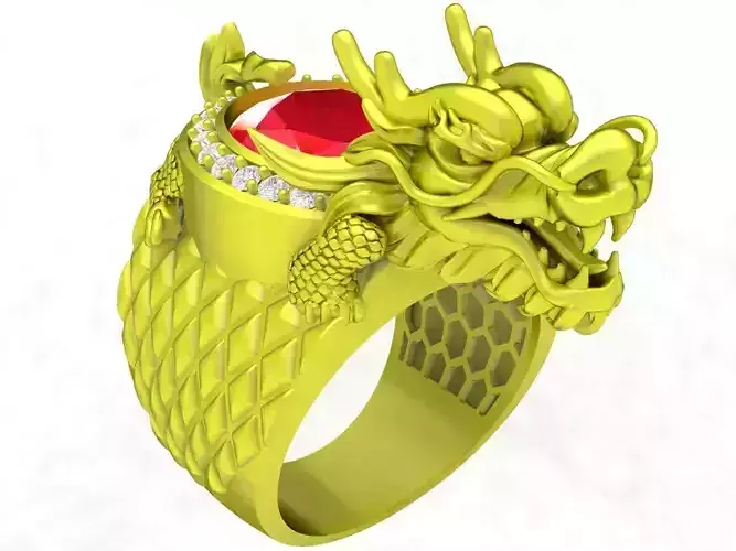 chinese dragon oval diamond men ring 5000