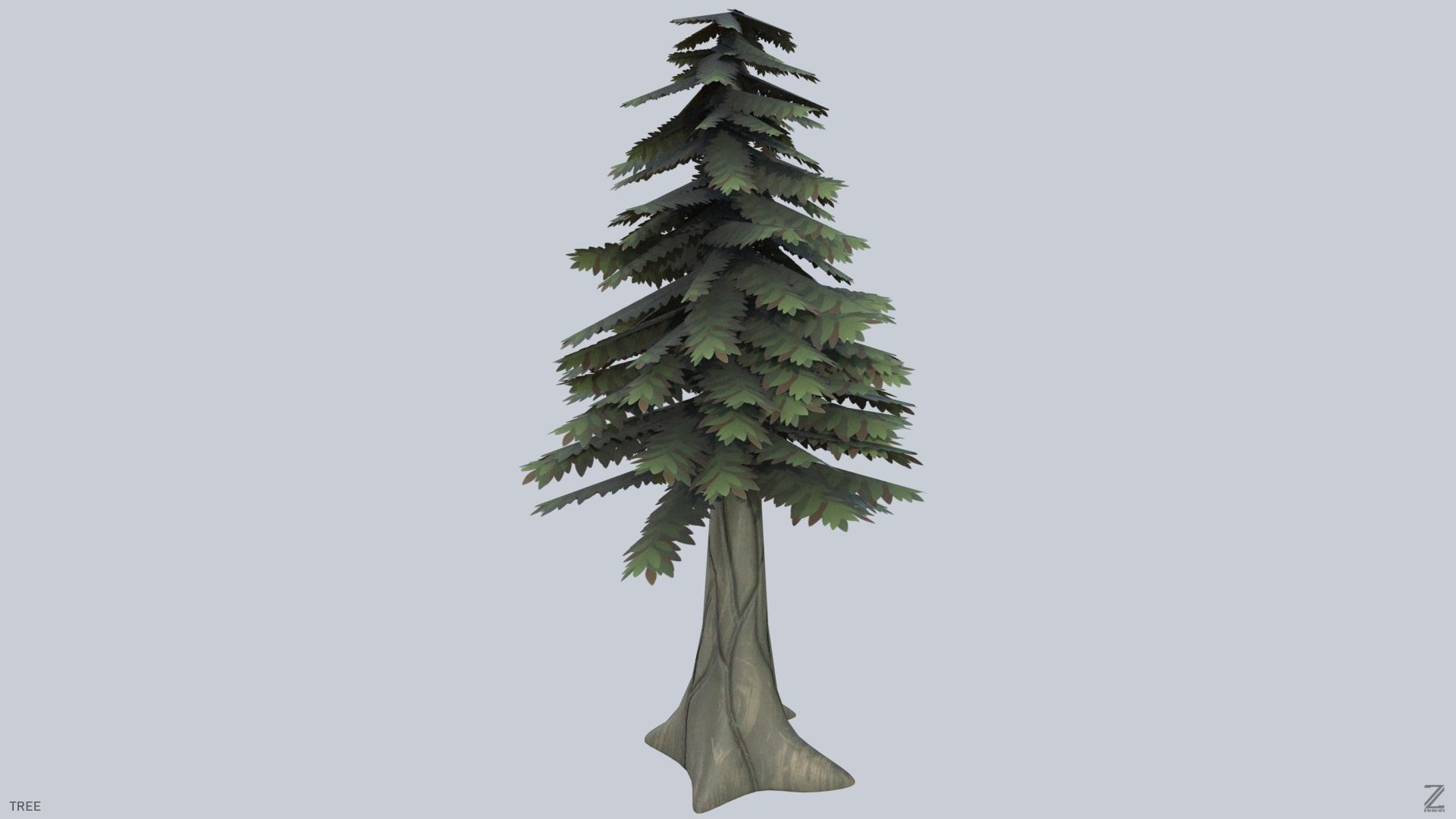 Forest tree Low-poly 3D model_6