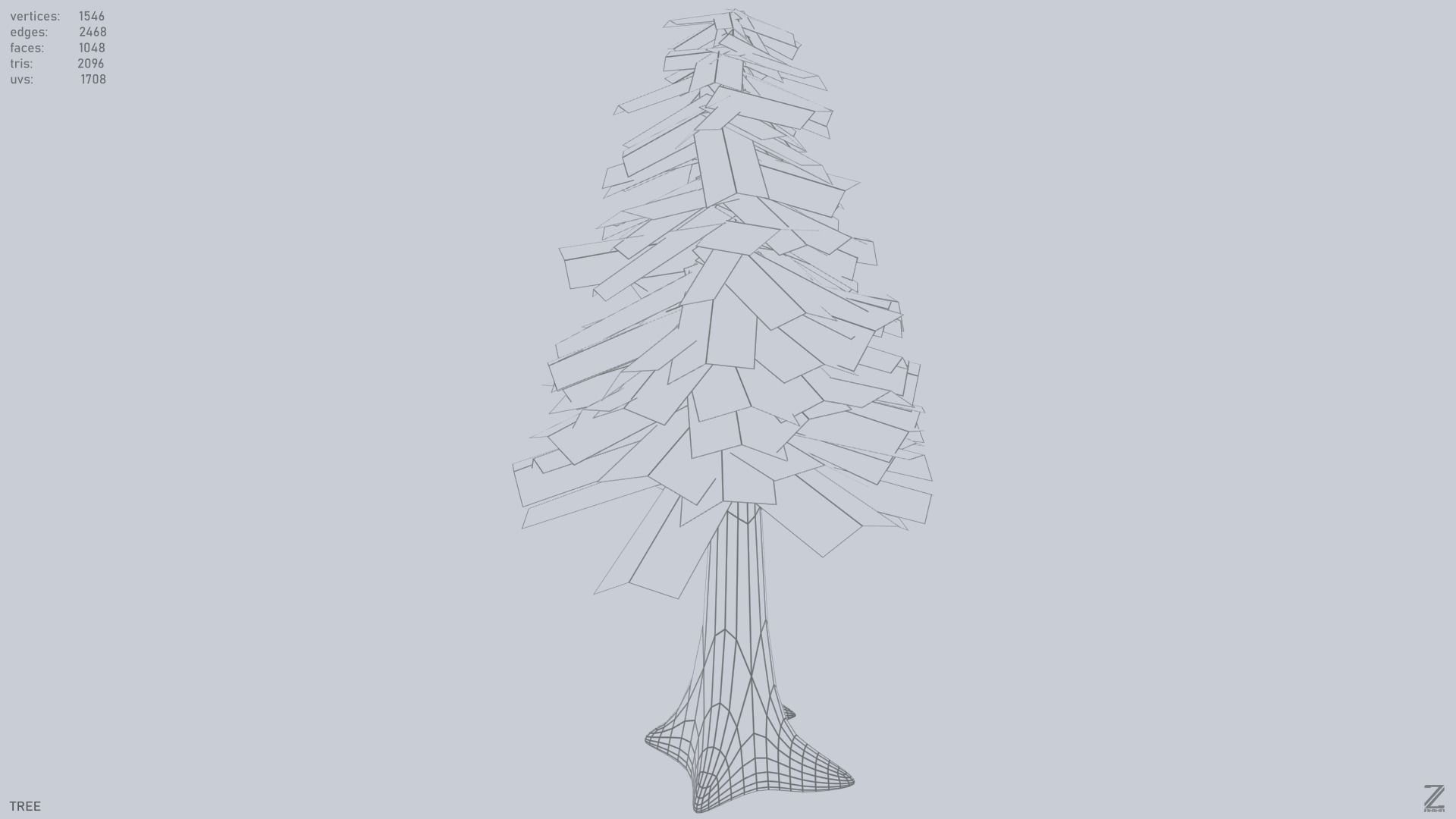 Forest tree Low-poly 3D model_12