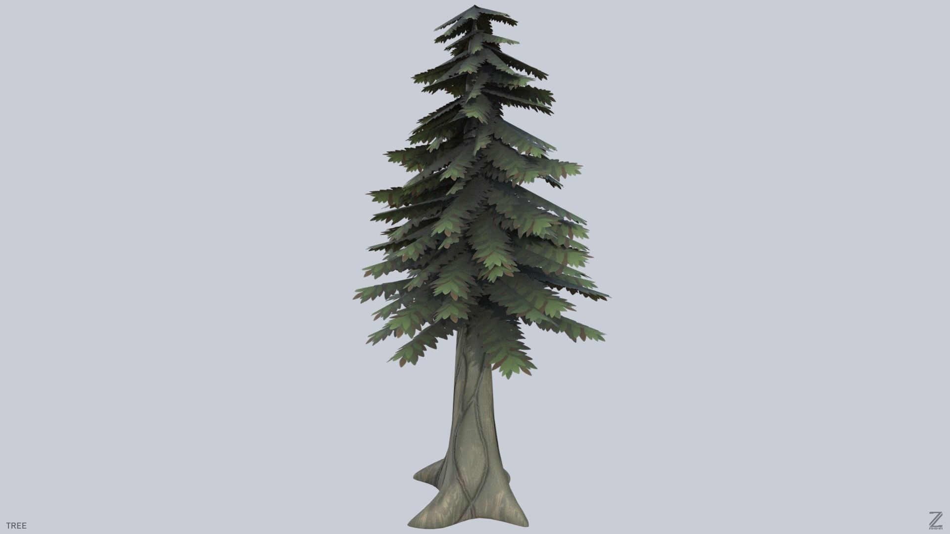 Forest tree Low-poly 3D model_3