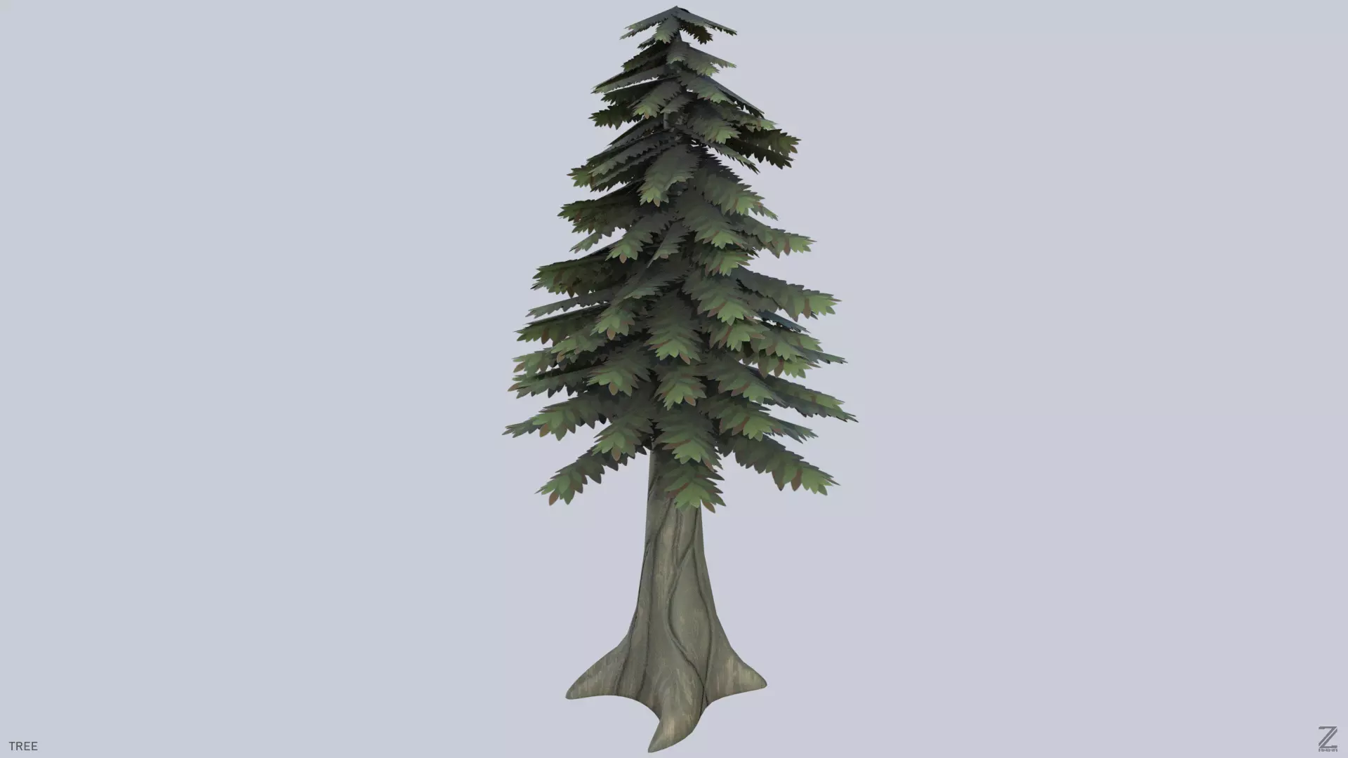 Forest tree Low-poly 3D model_0