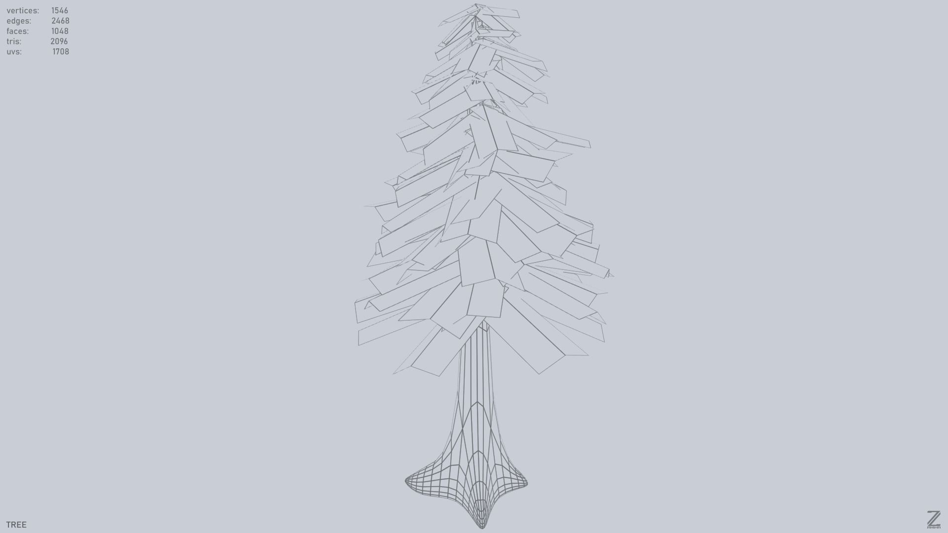 Forest tree Low-poly 3D model_10