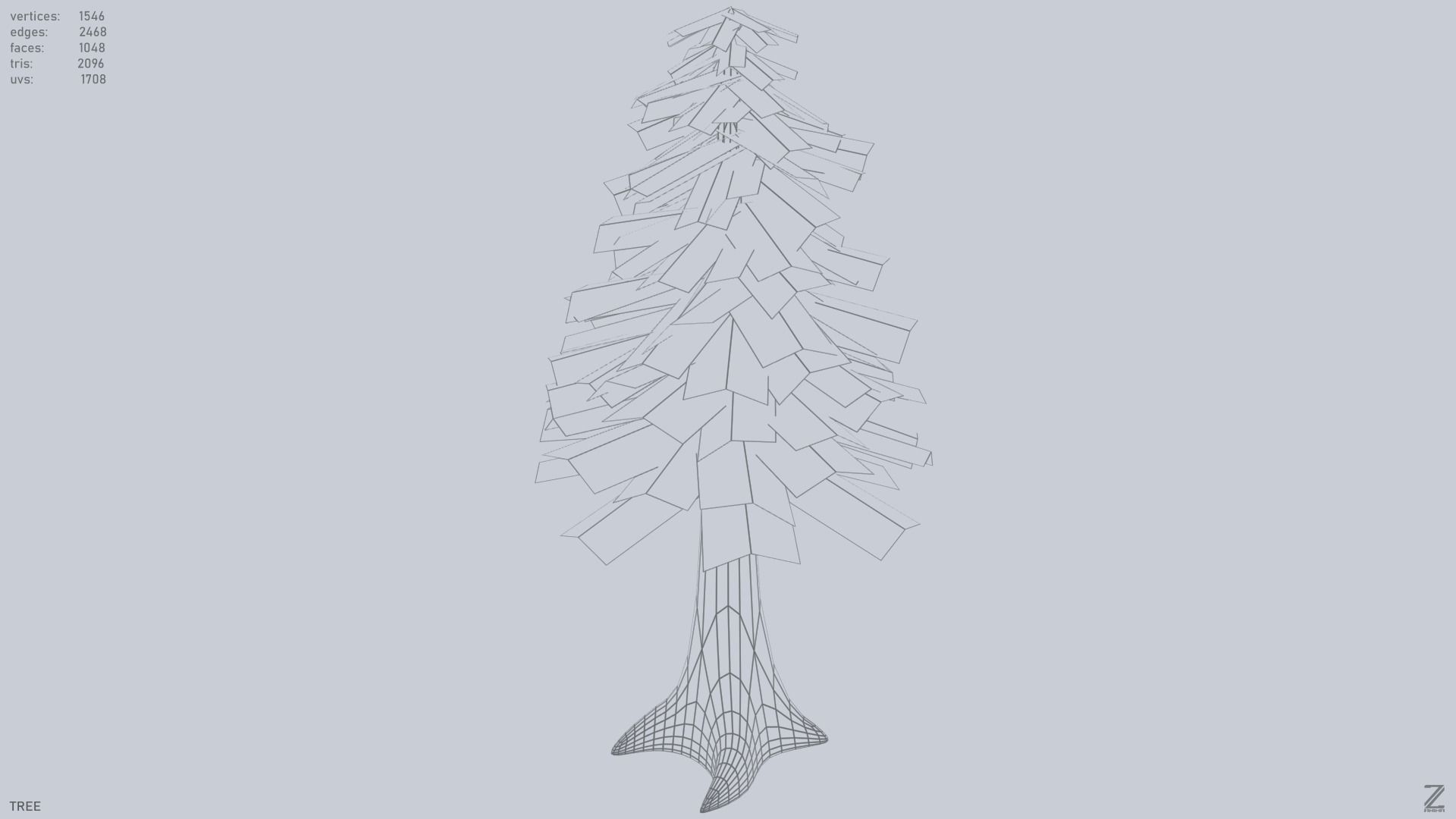 Forest tree Low-poly 3D model_2