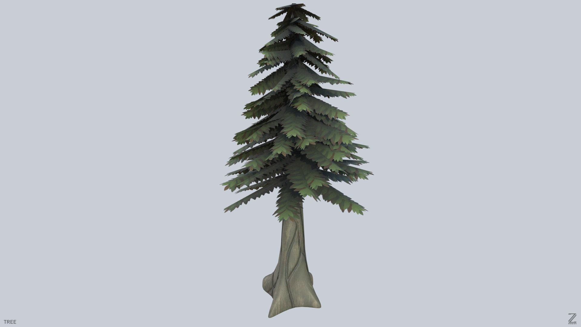 Forest tree Low-poly 3D model_5