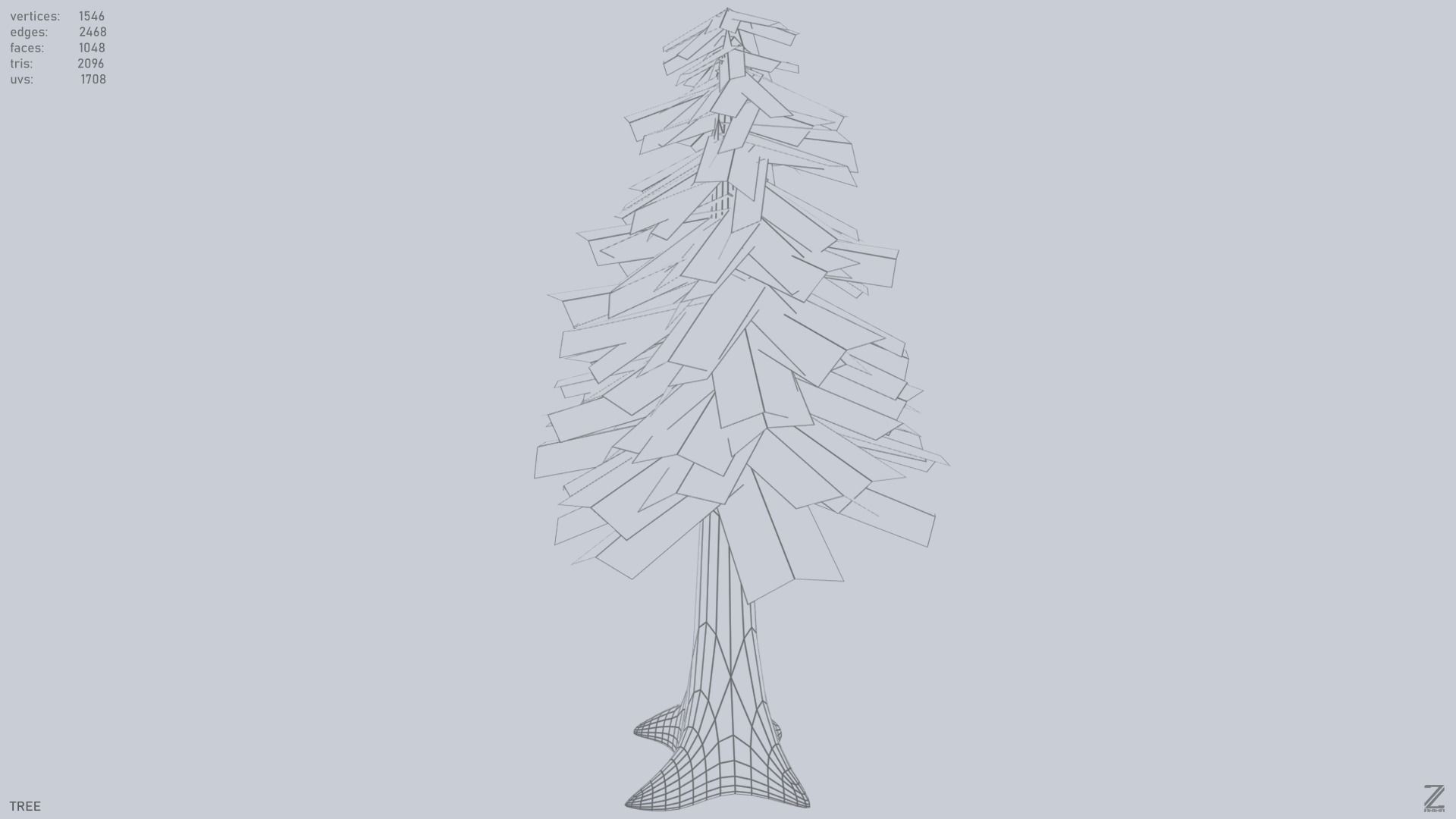 Forest tree Low-poly 3D model_9